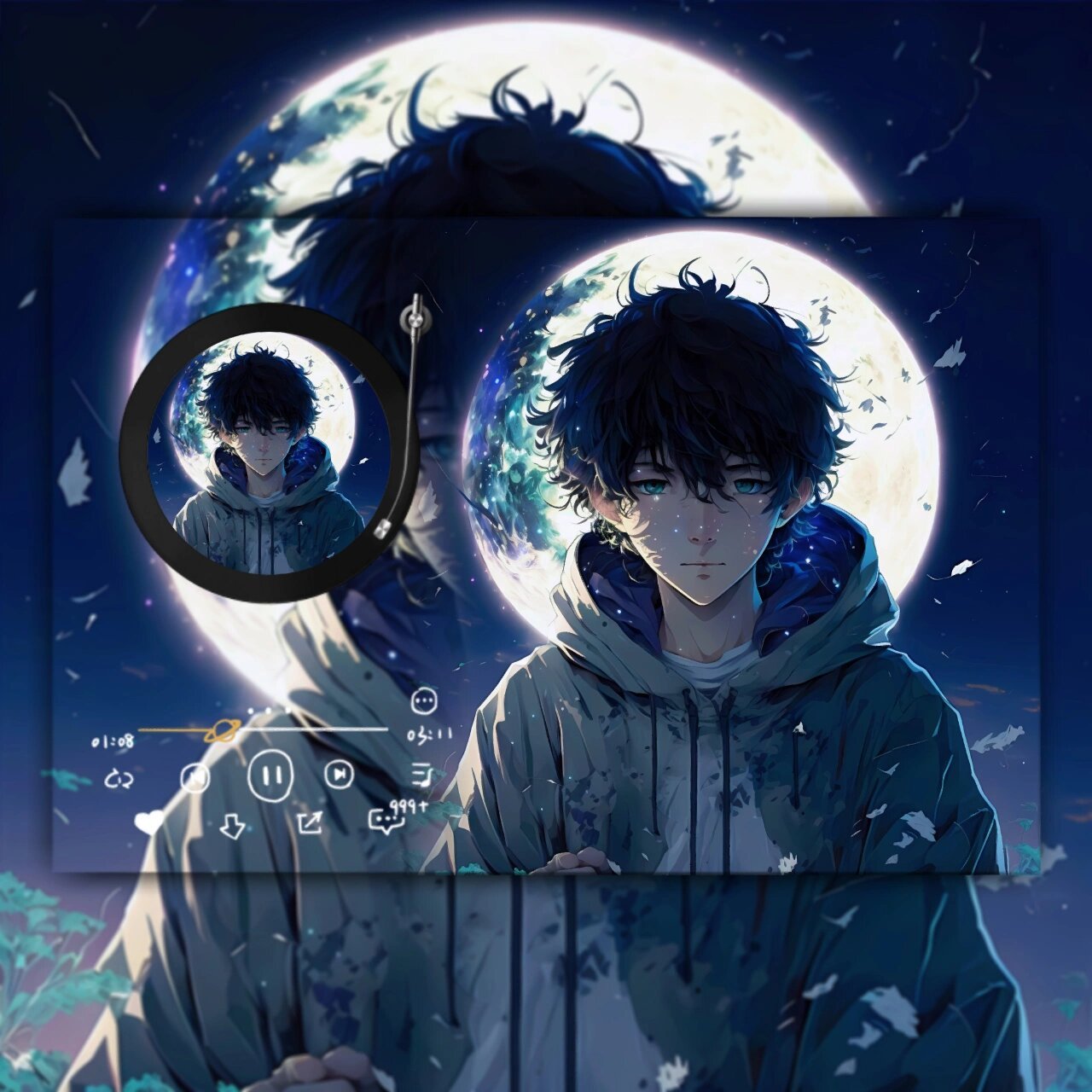 动漫男头(月下少年) #ai绘画# #优质头像# #动漫男头