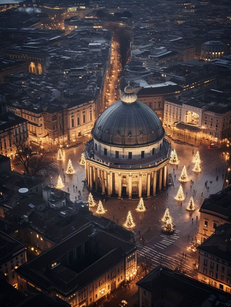 古罗马万神殿夜景