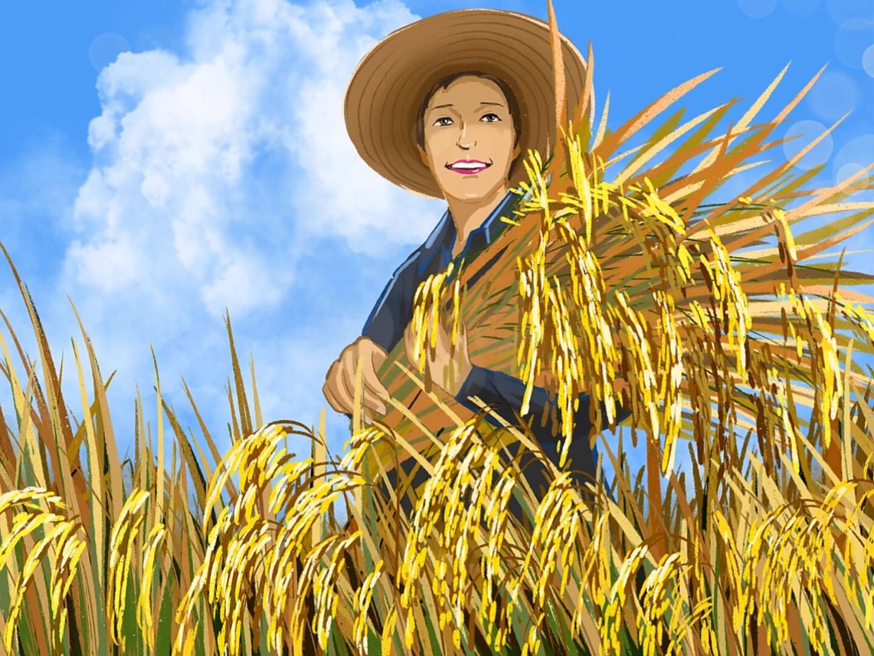 其实那不是草浪而是硕果累累金黄金黄的稻谷!