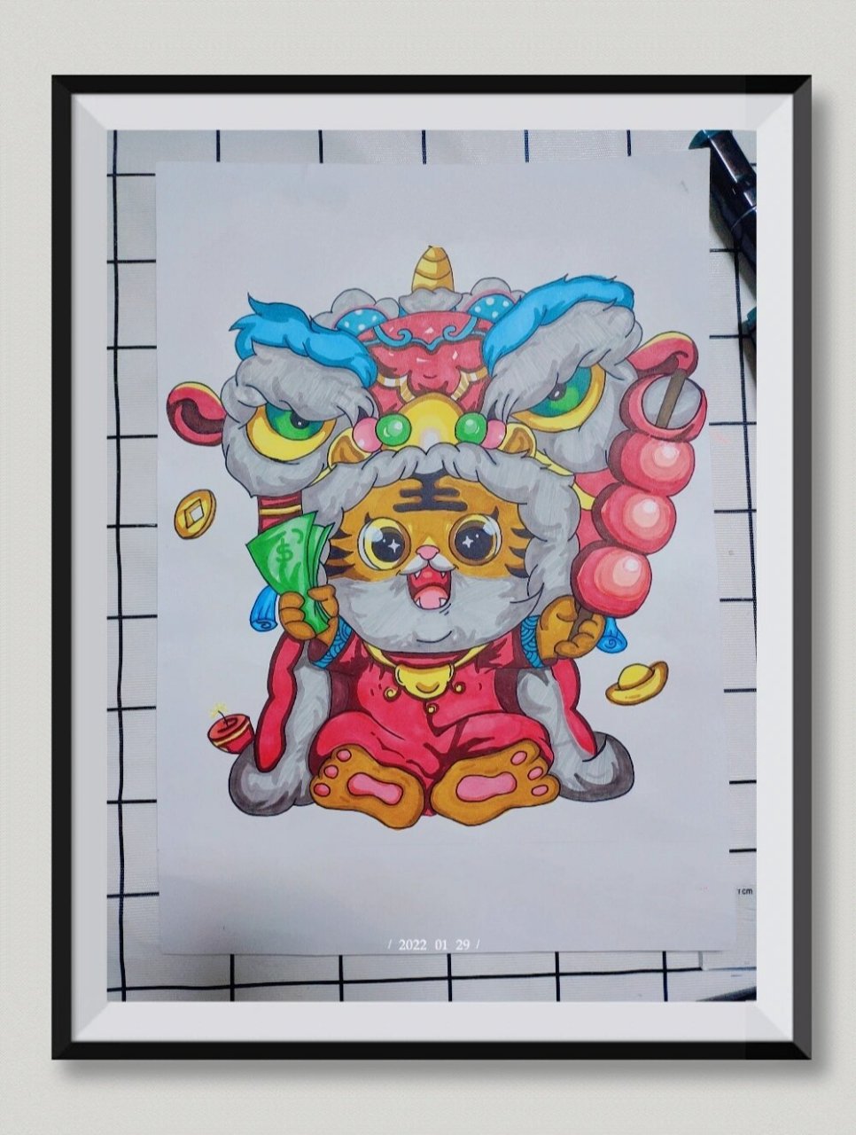 【马克笔绘画】——虎年吉祥物91 在小红书找了一篇马克笔画94,是