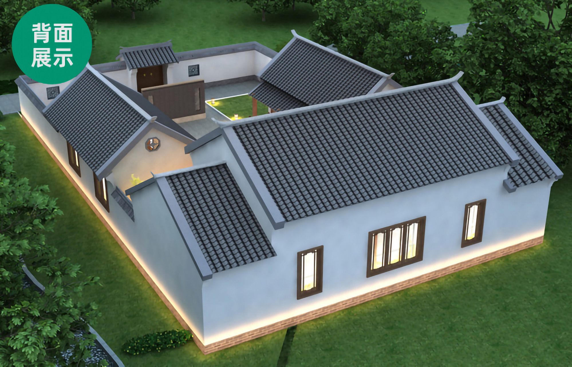 一层中式四合院!