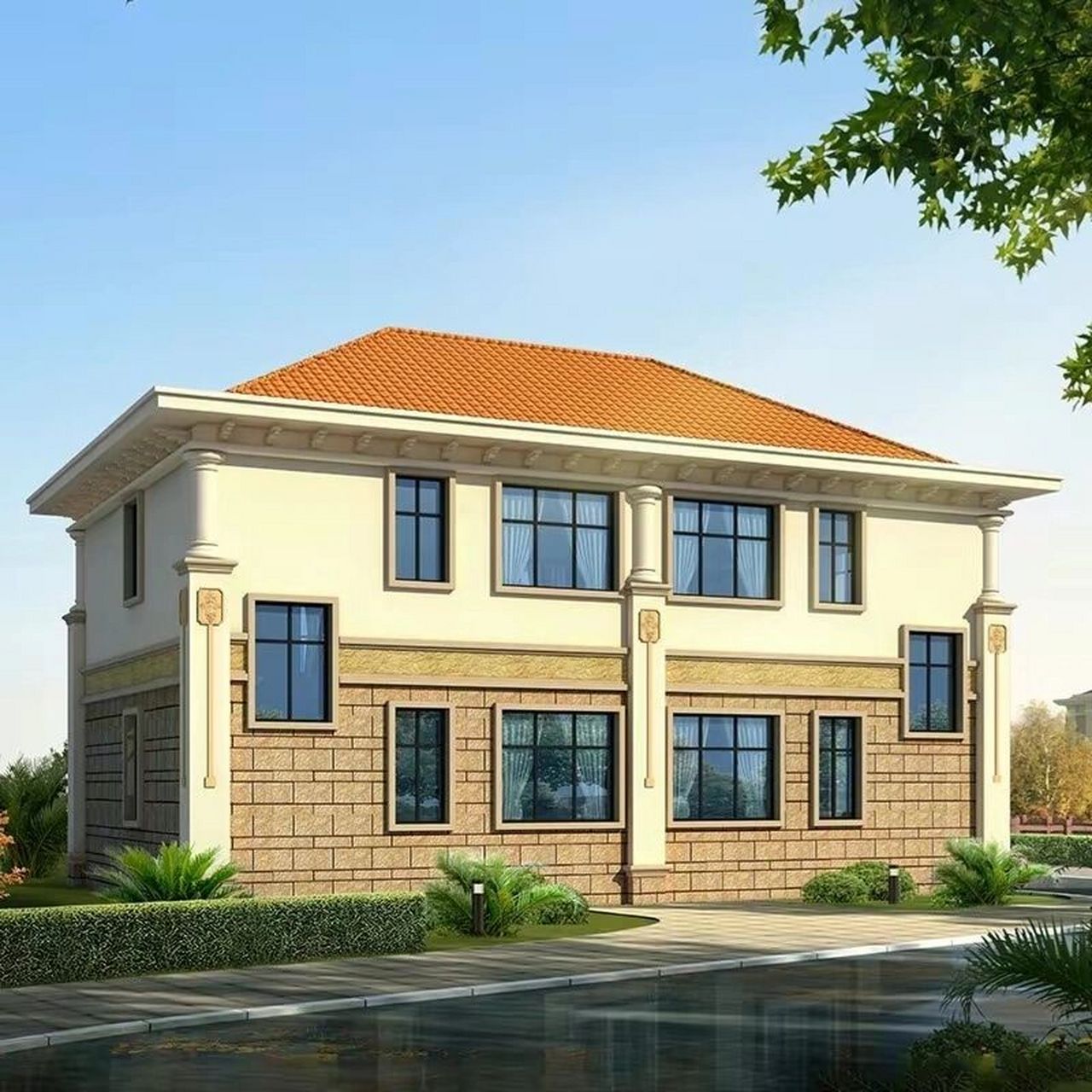 适合农村兄弟共建的二层双拼别墅设计图纸 农村建房,家里有两兄弟的