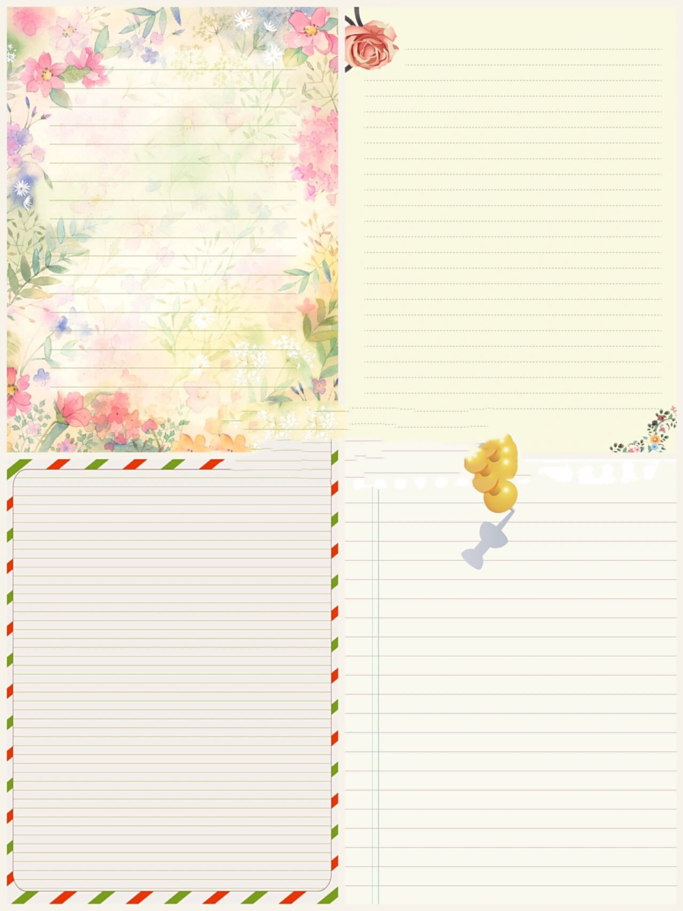 唯美清新信纸模板,纸张背景素材 96毕业季,母亲节,父亲节……各种