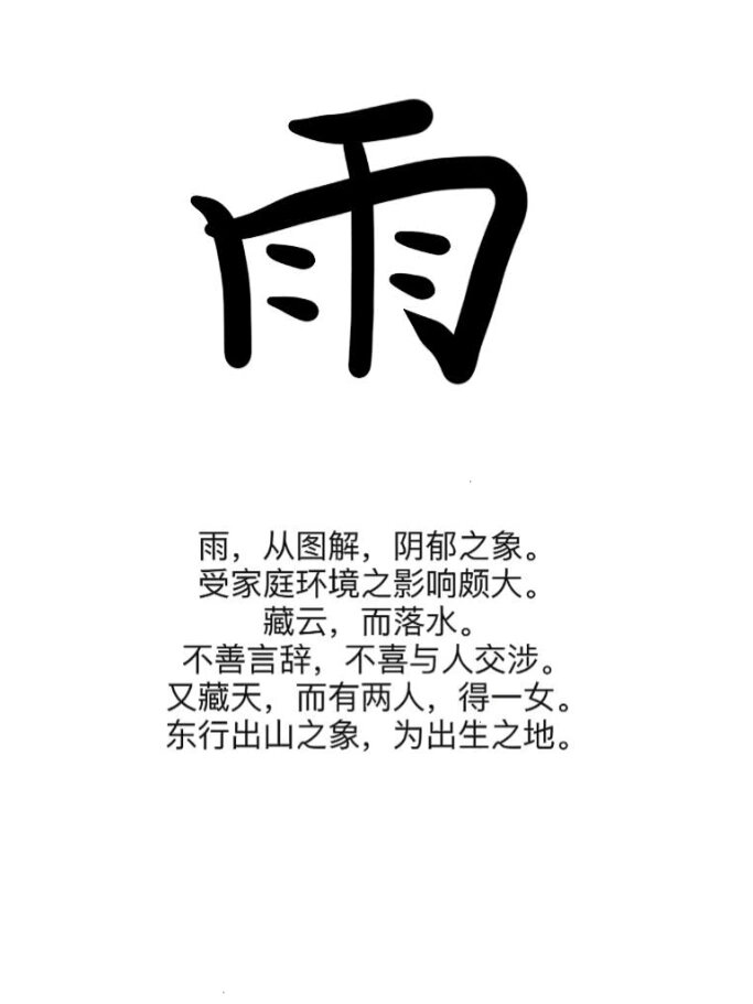 雨字分析 姓名常用字"雨"解析