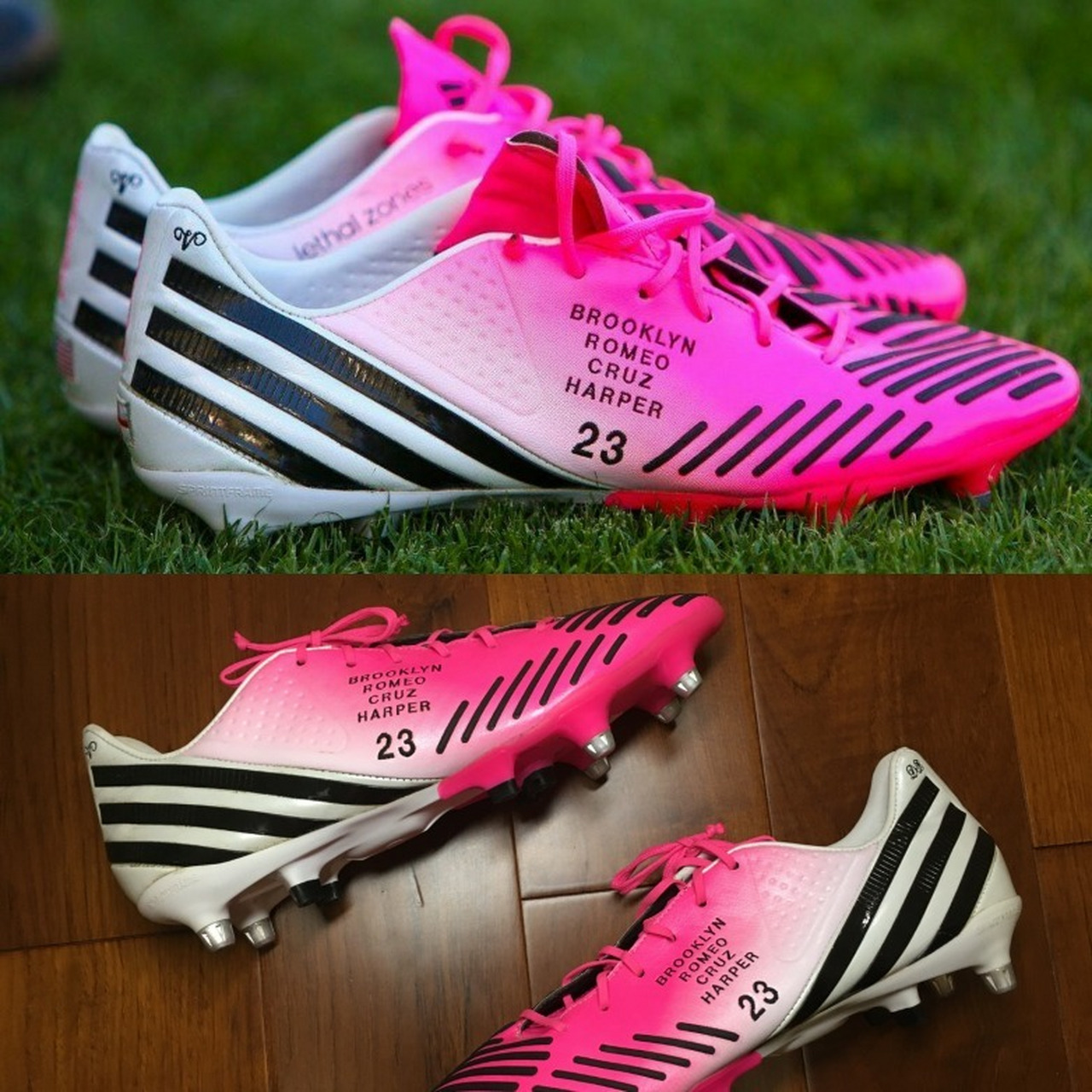 嗯真的,这是我最喜欢的一双粉色足球鞋.