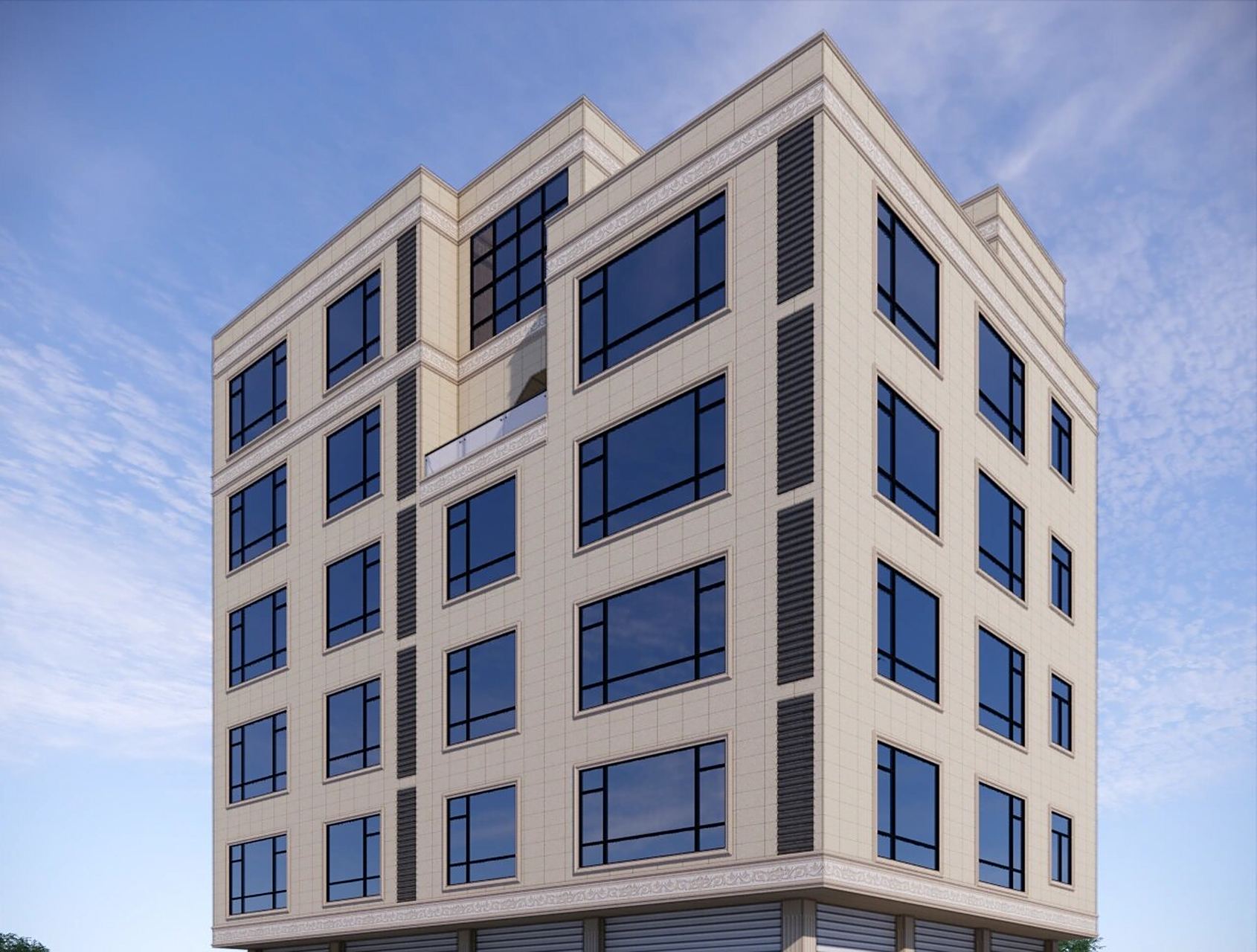 六层出租自建房外墙效果图欧式现代设计 方案一:现代风格纸皮砖,优点