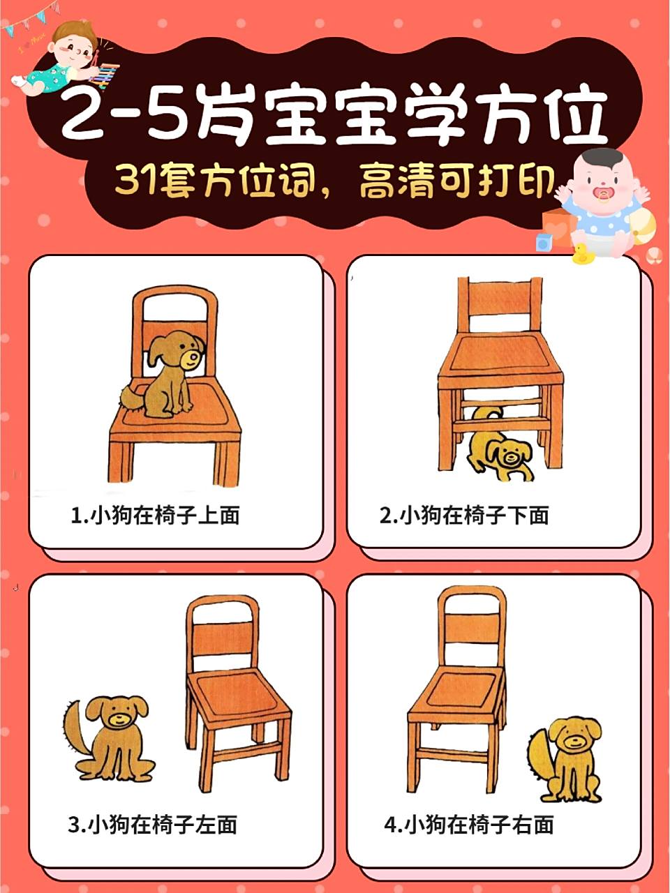 全套方位词认知卡整理好啦,发育迟缓自取 又来给大家分享好用的认知