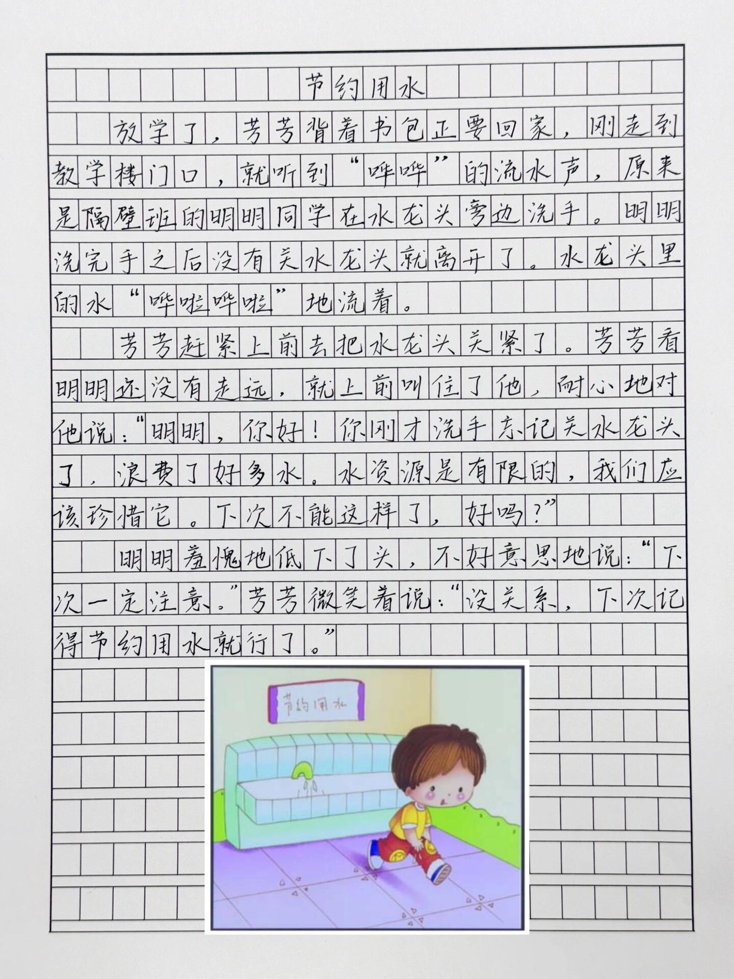 二年级第一单元作文范文75节约用水90