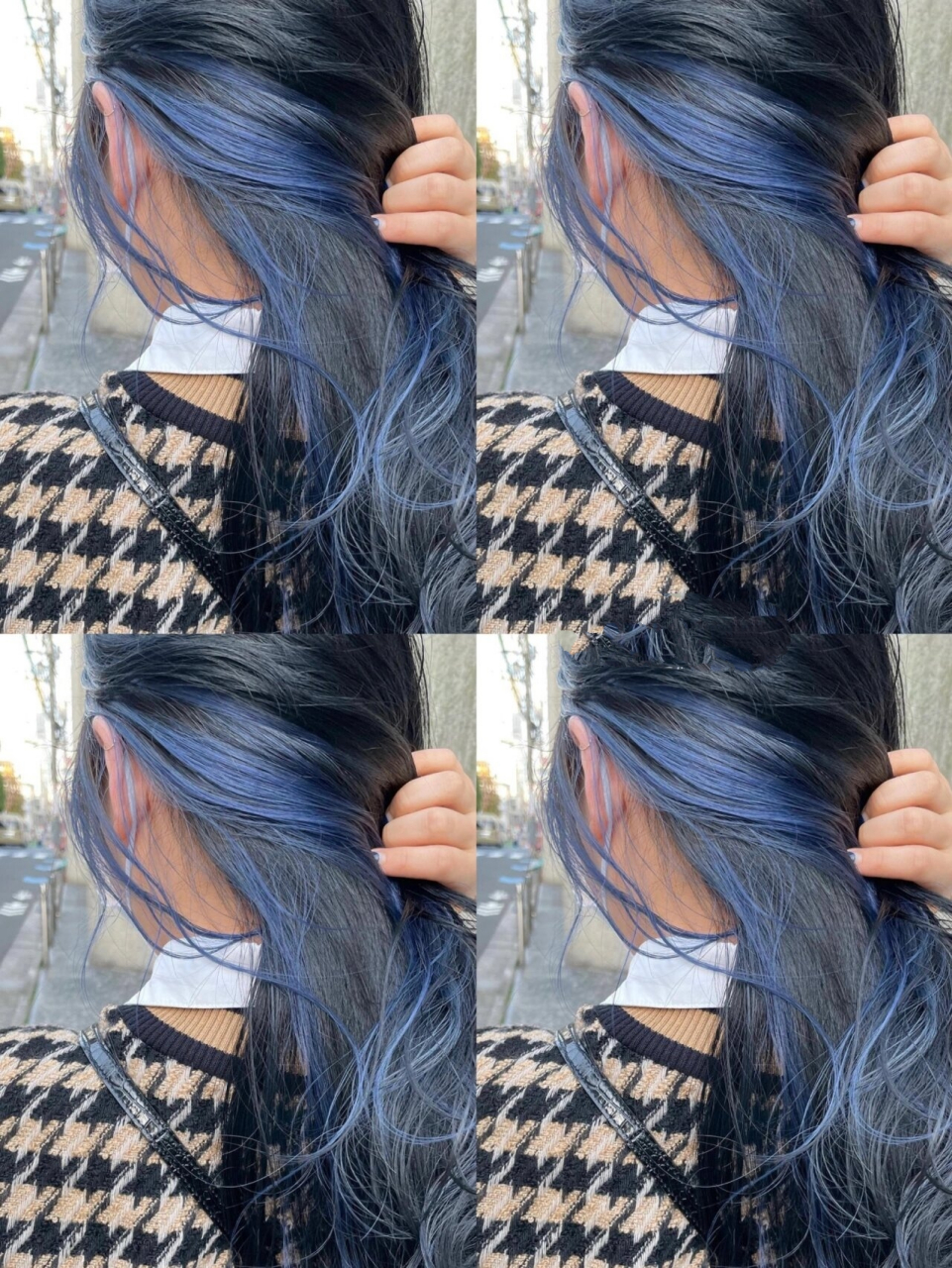 2022最火97蓝黑色搭配蓝灰色挂耳染发色 我真的爱了吖7815越掉