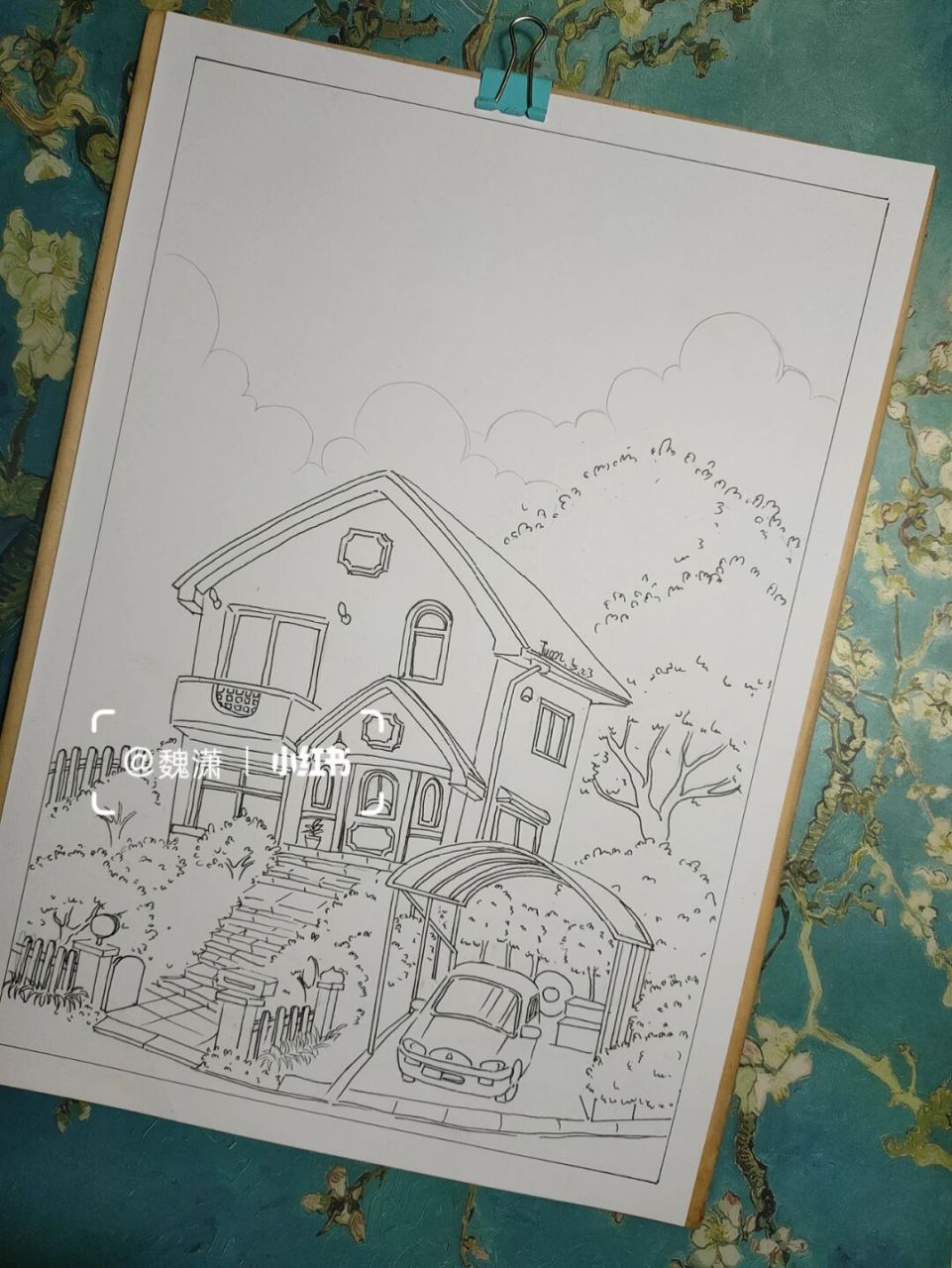 马克笔风景画# #马克笔画# #照片转插画# #宫崎骏动漫# #线稿# #肪鞍