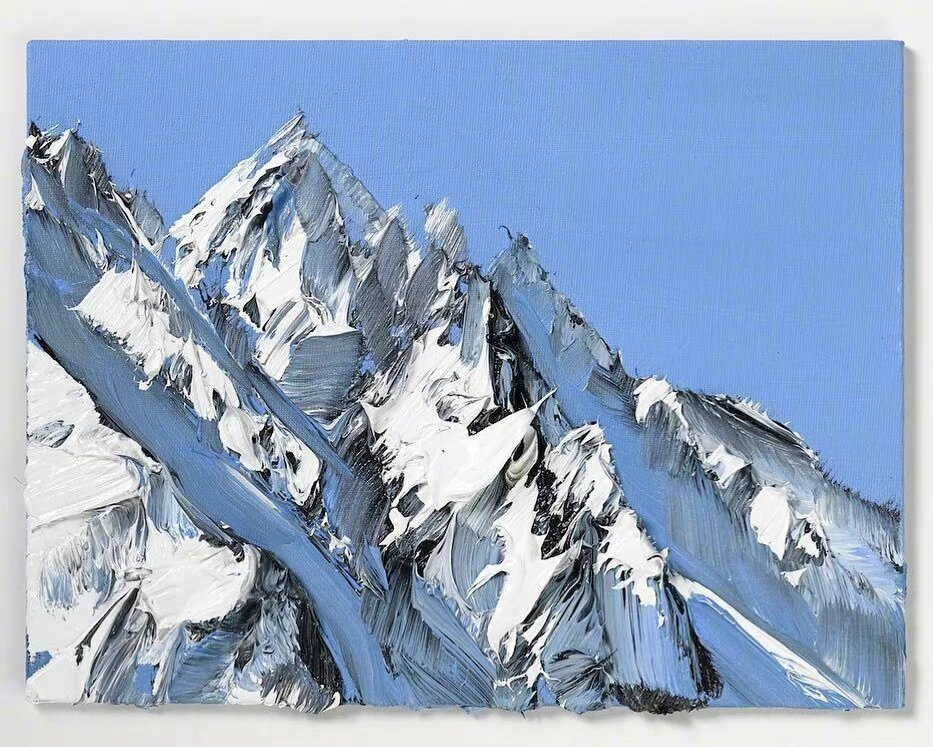 油画/艺术家conrad jon godly刮刀下的雪山