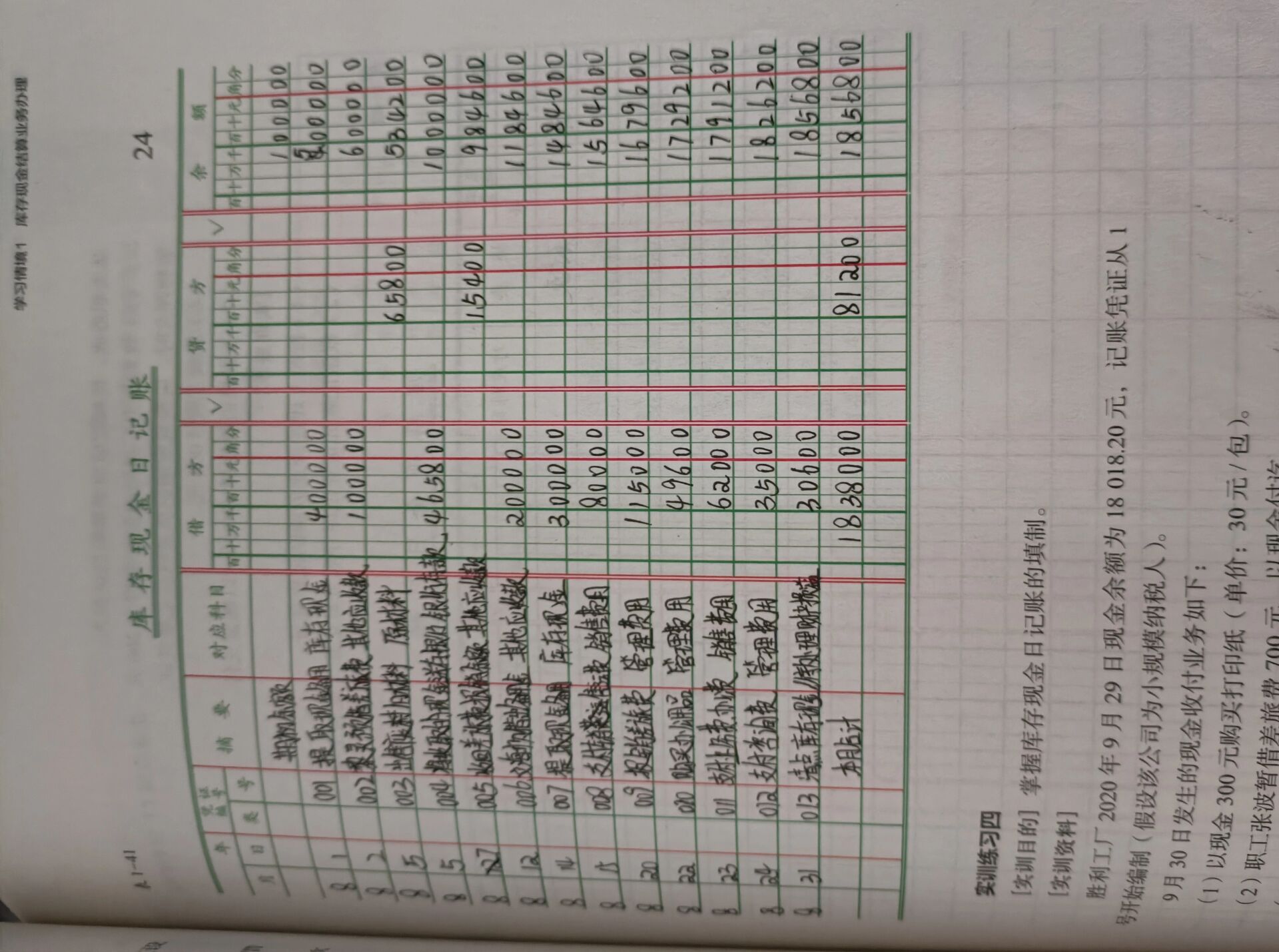 库存现金日记账