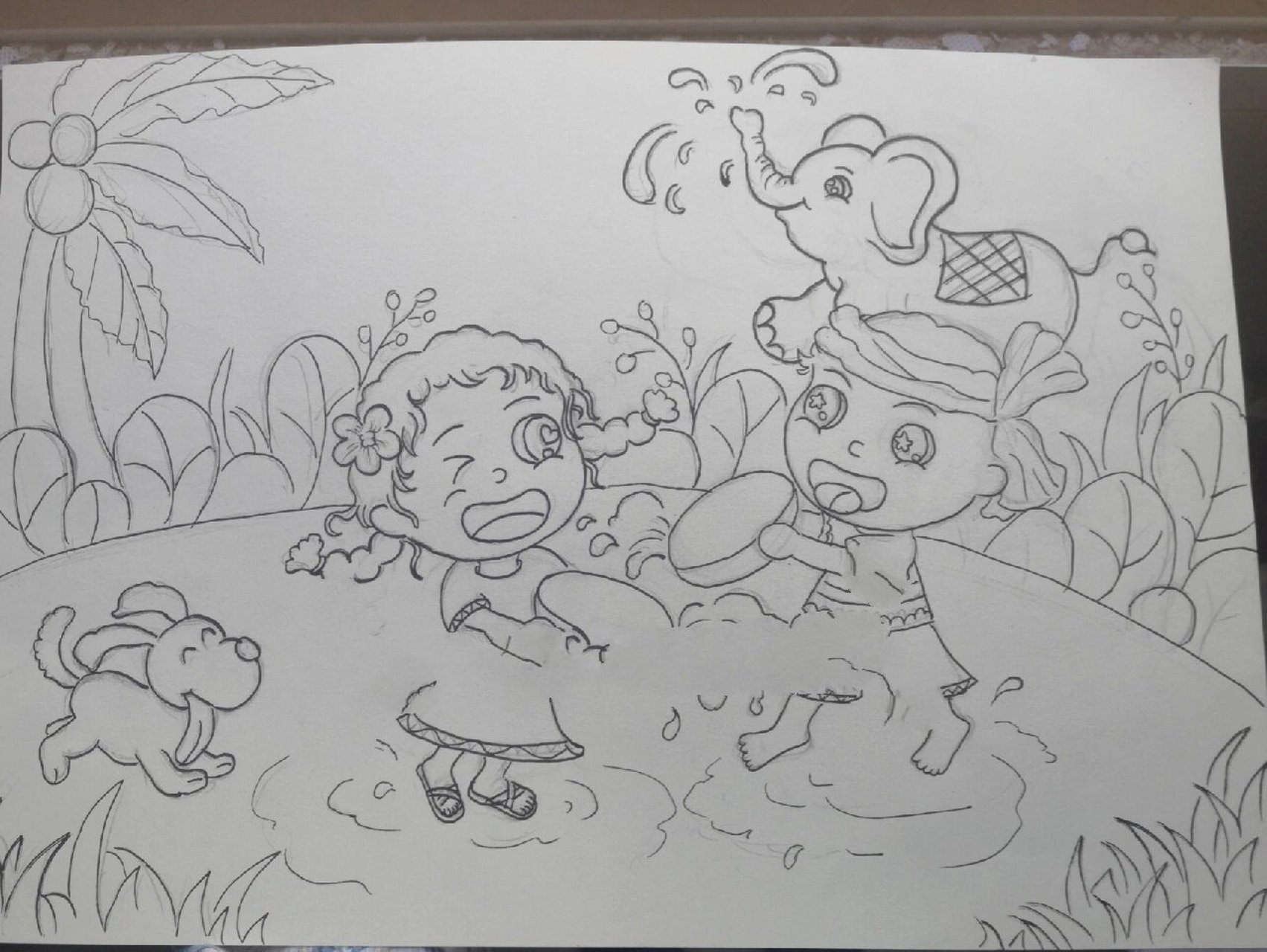 原创 灵感来源于小学语文二年级上册00难忘的泼水节03 暂只有线稿