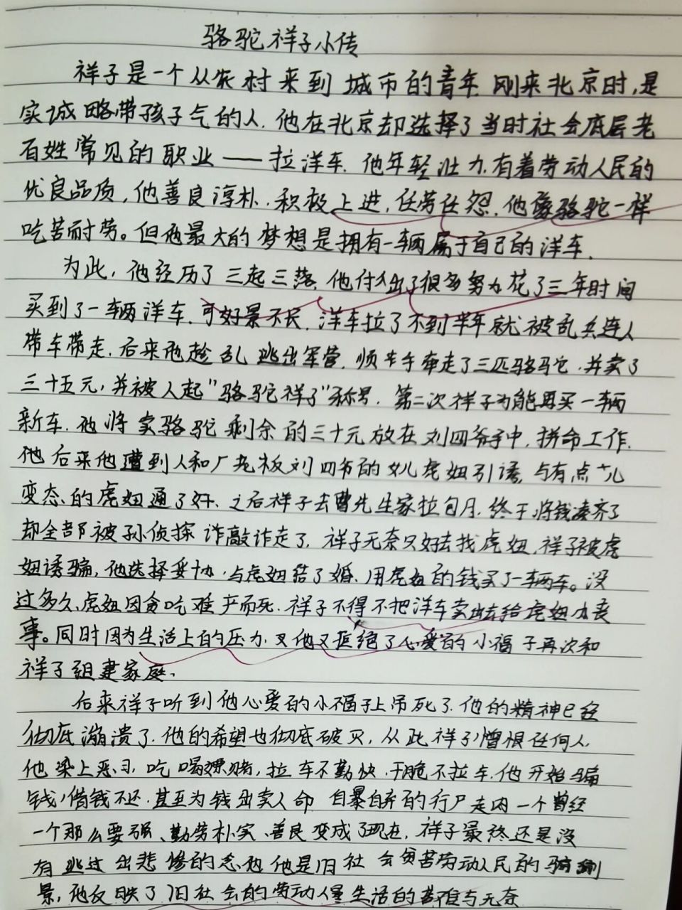 骆驼祥子的小传图片