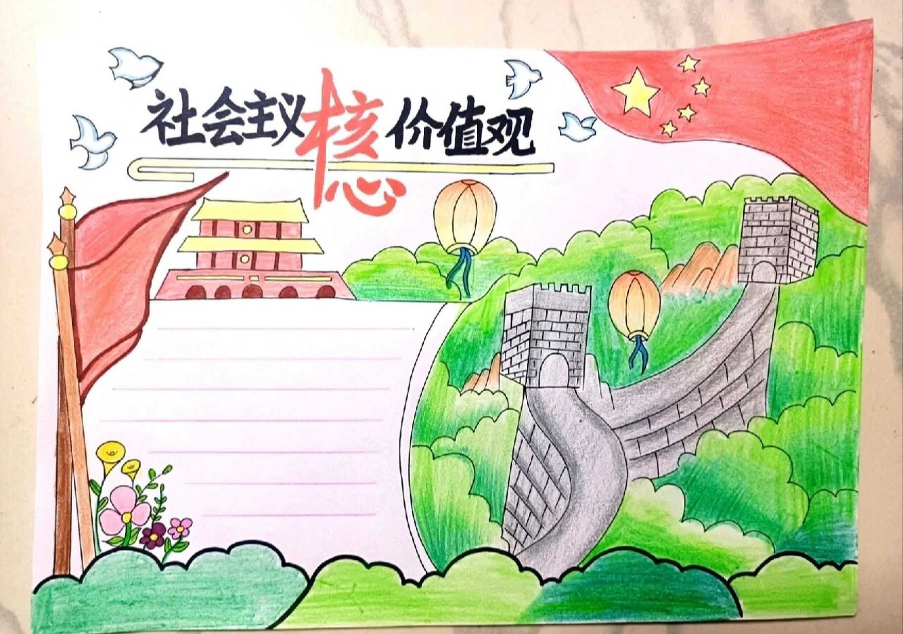 社会主义核心价值观手抄报未改编版  简单画了一下,没有写字,可以把字