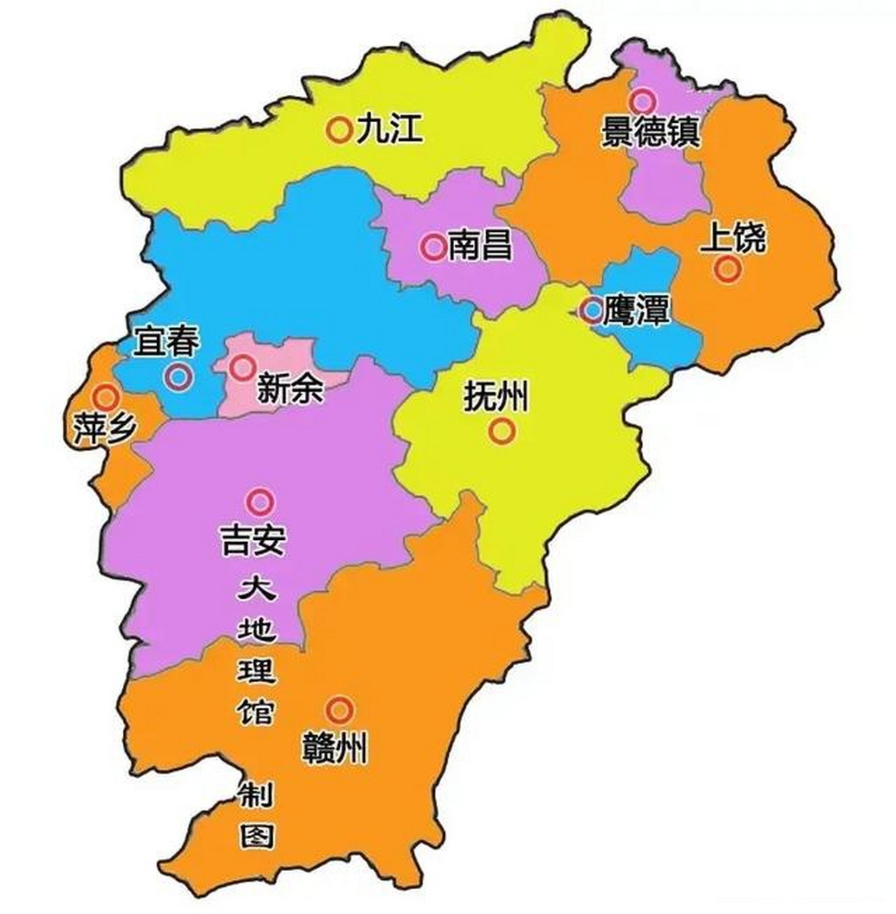 江西行政区地图.你对江西有哪些印象?