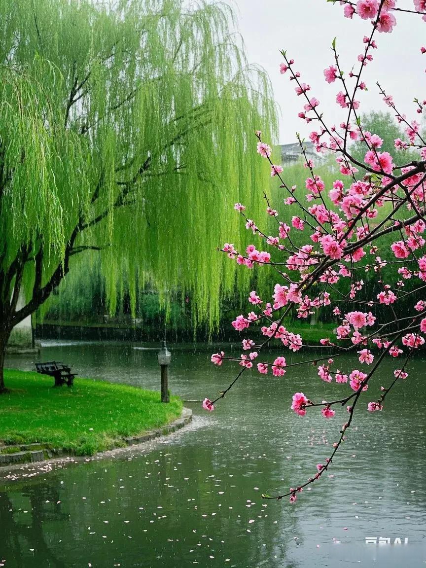 春风拂柳枝先绿,求下联