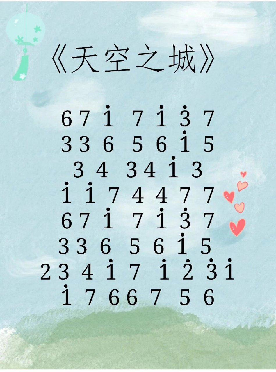 天空之城钢琴简谱 天空之城钢琴简谱,喜欢的快过来!