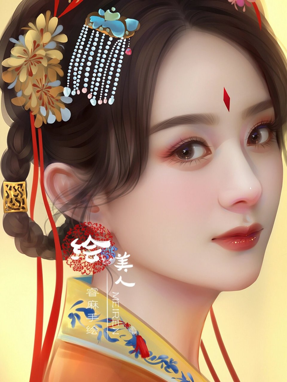 绘美人睿麻手绘赵丽颖古风头像壁纸 我与神明画押,赌你心动一夏 67