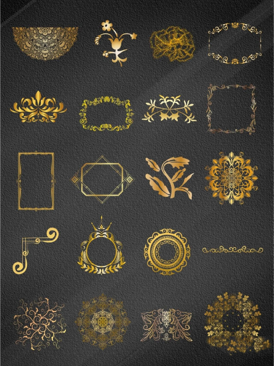 97素材库|鎏金烫金花纹边框免抠png手账 94听说96很多宝子在找