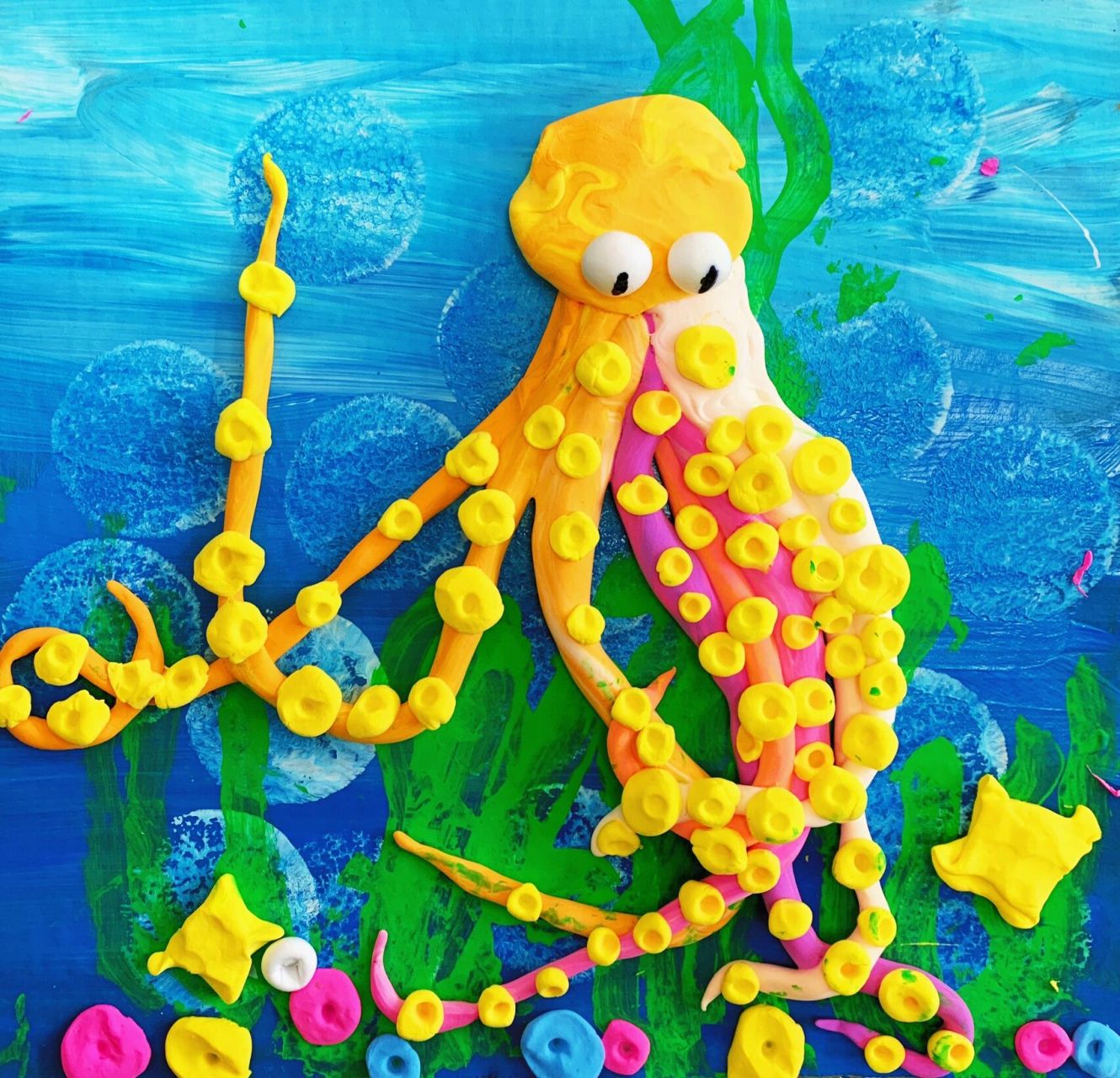 粘土手工立体章鱼—中大班创意美术 谁说章鱼只有一种颜色 可分享课件