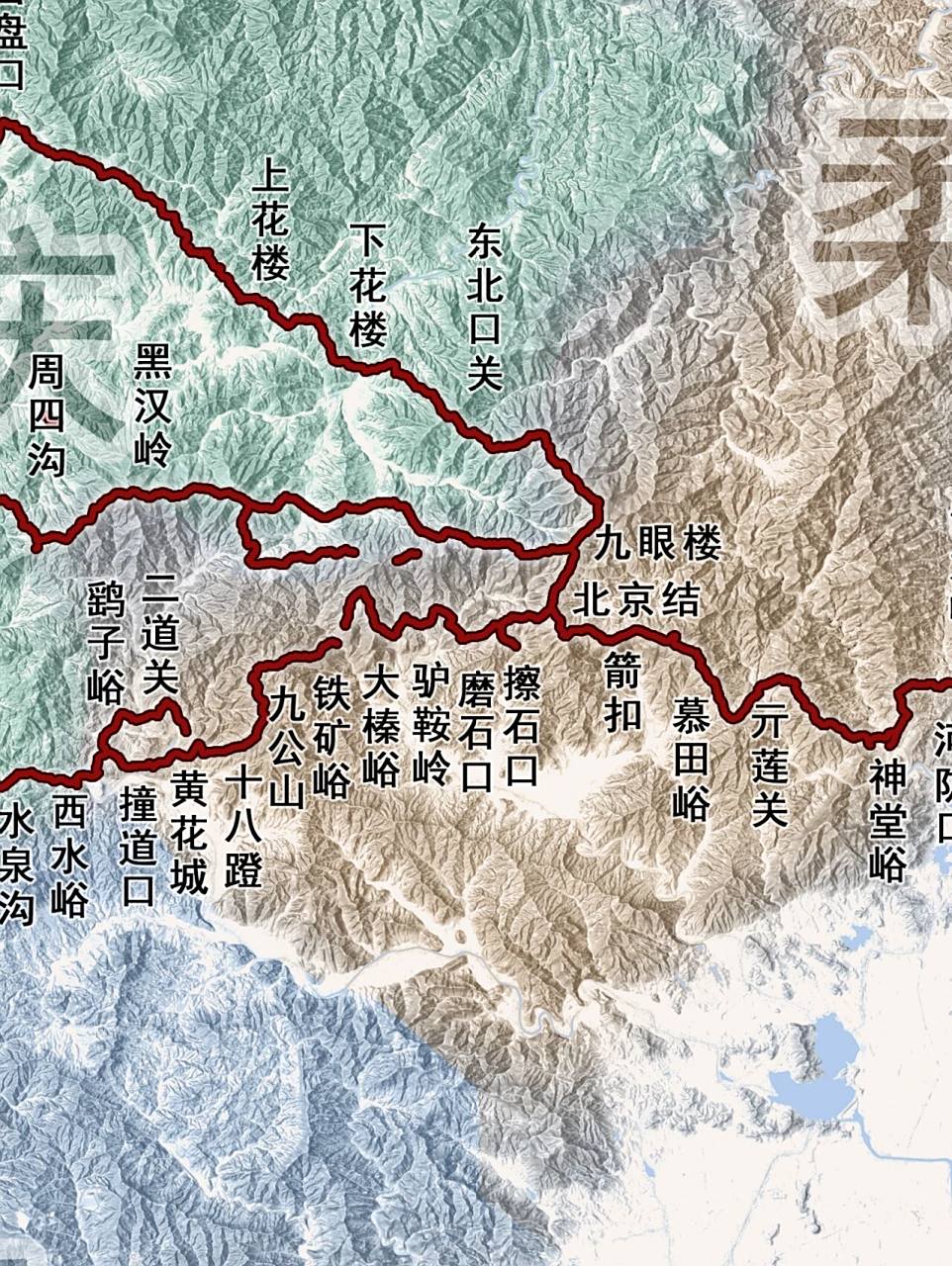 北京长城示意图 北京境内长城位置标注及名称,大家可以去六只脚或其它