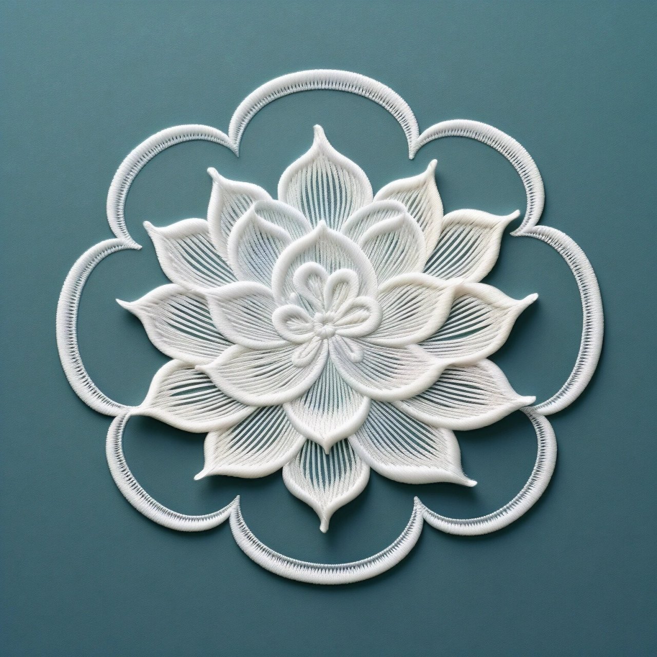 莲花纹饰图案刺绣