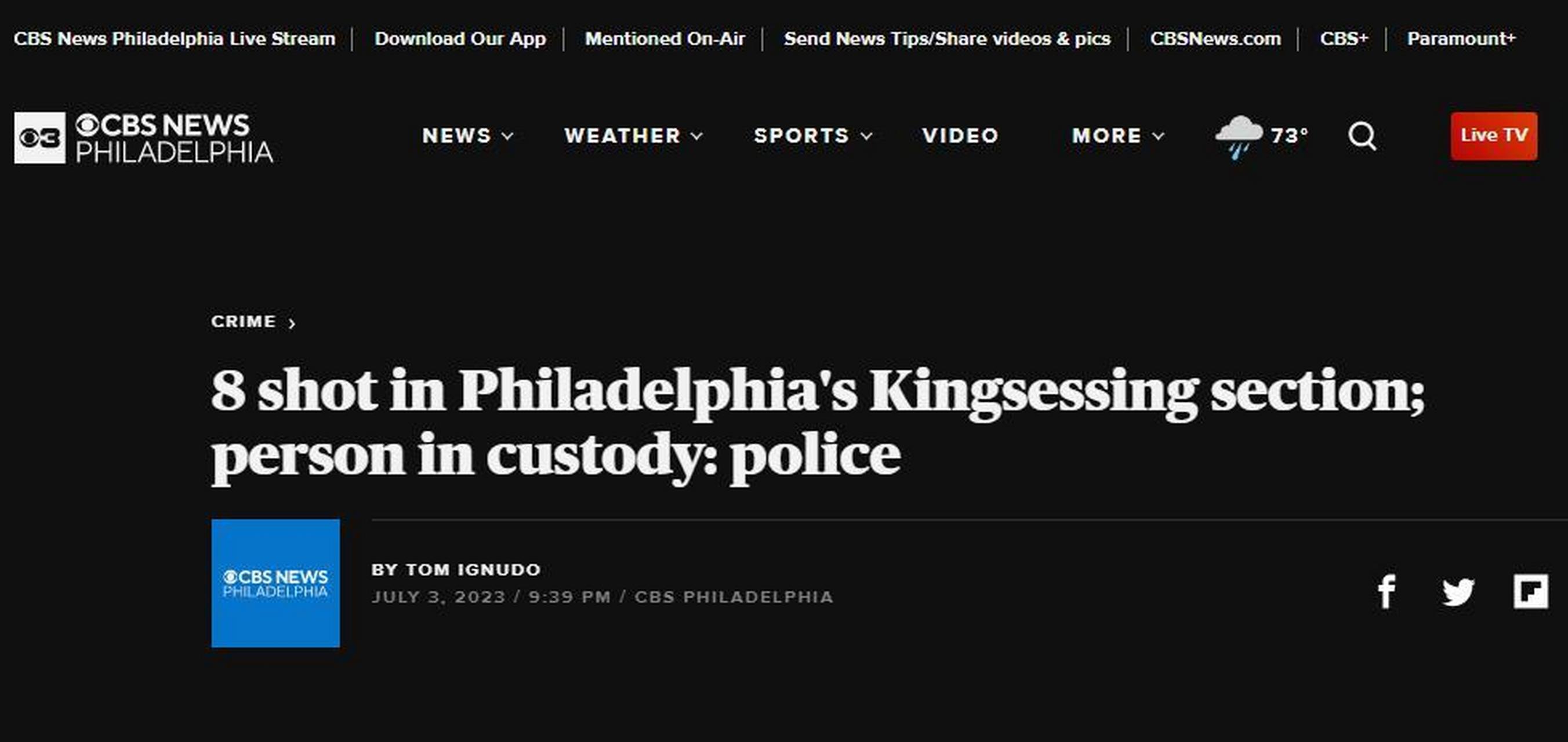 美国费城发生枪击案致4死4伤# 枪手落网】据美国哥伦比亚广播公司