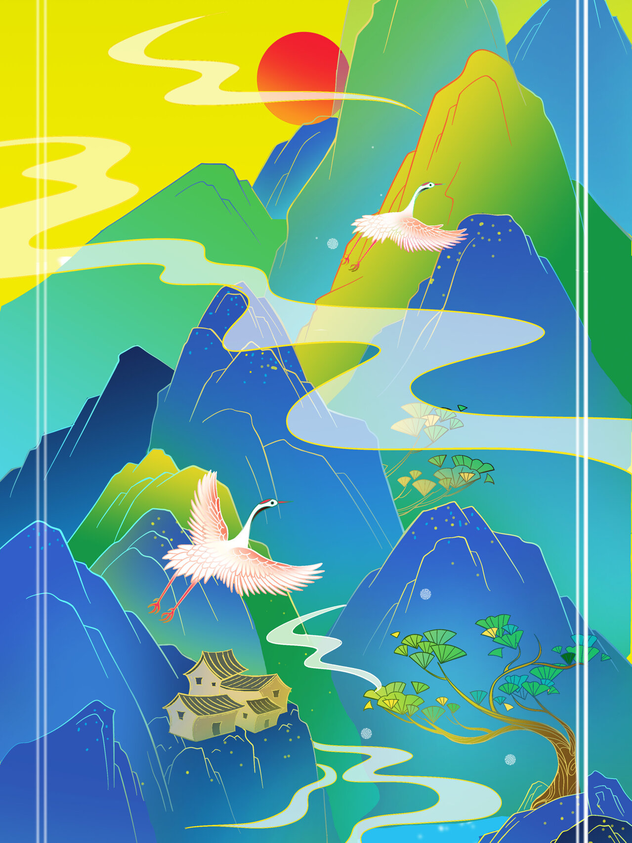 四川文化插画 * 插画视觉设计 * 四川文化元素| * 茶马古道/ 川变脸