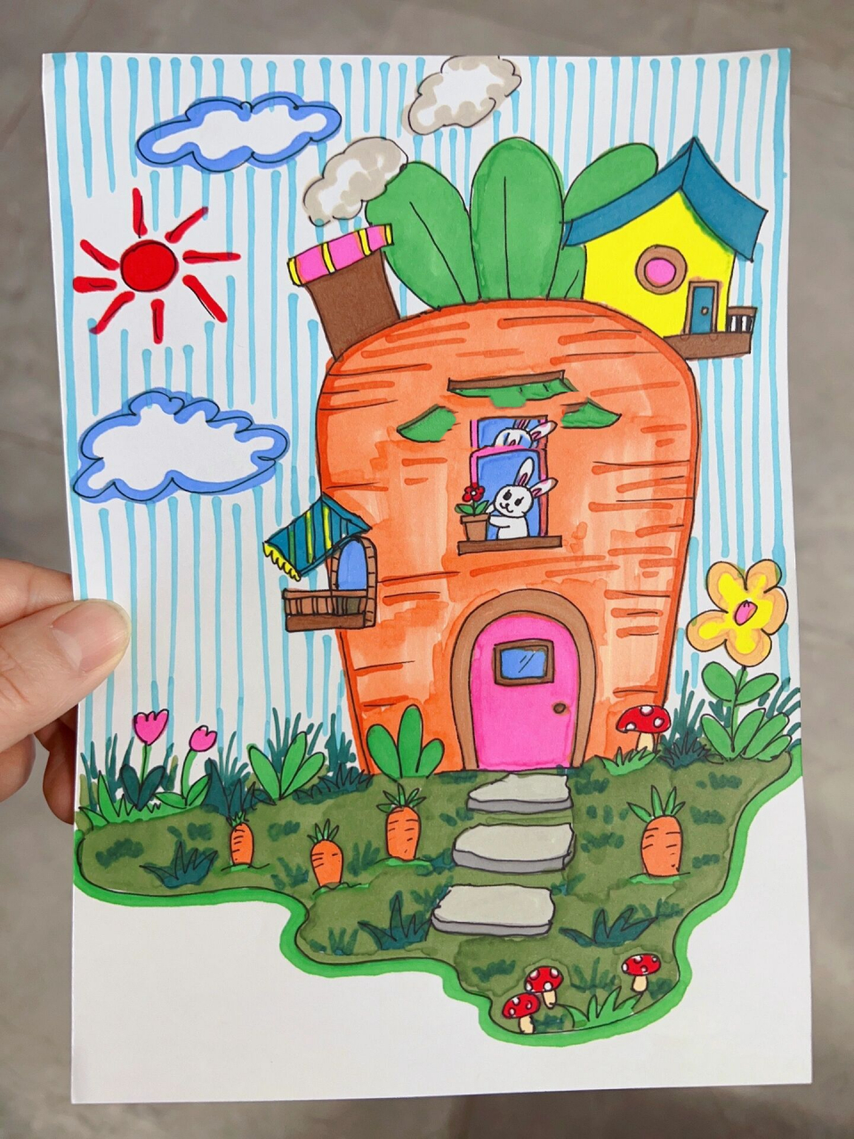 创意儿童画——胡萝卜房子