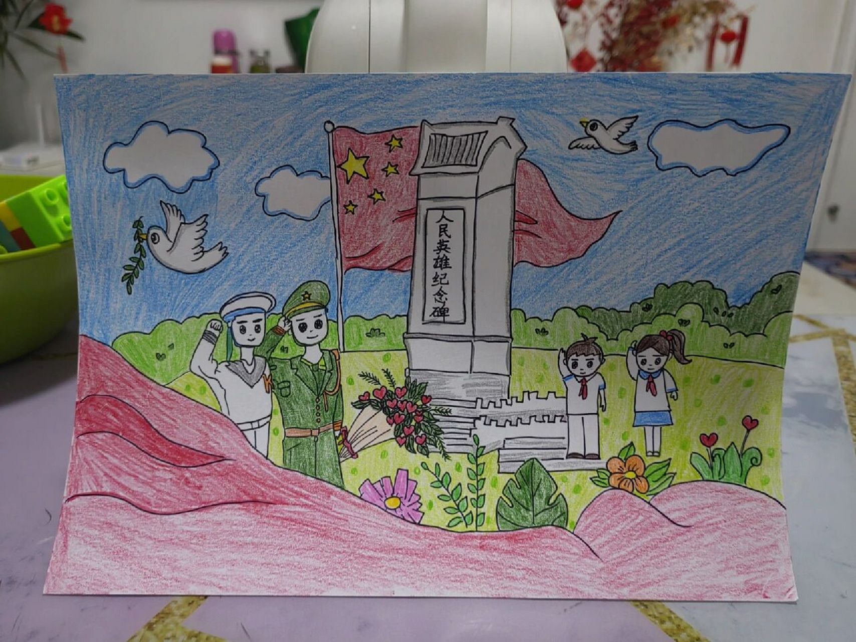 烈士纪念碑主题绘画