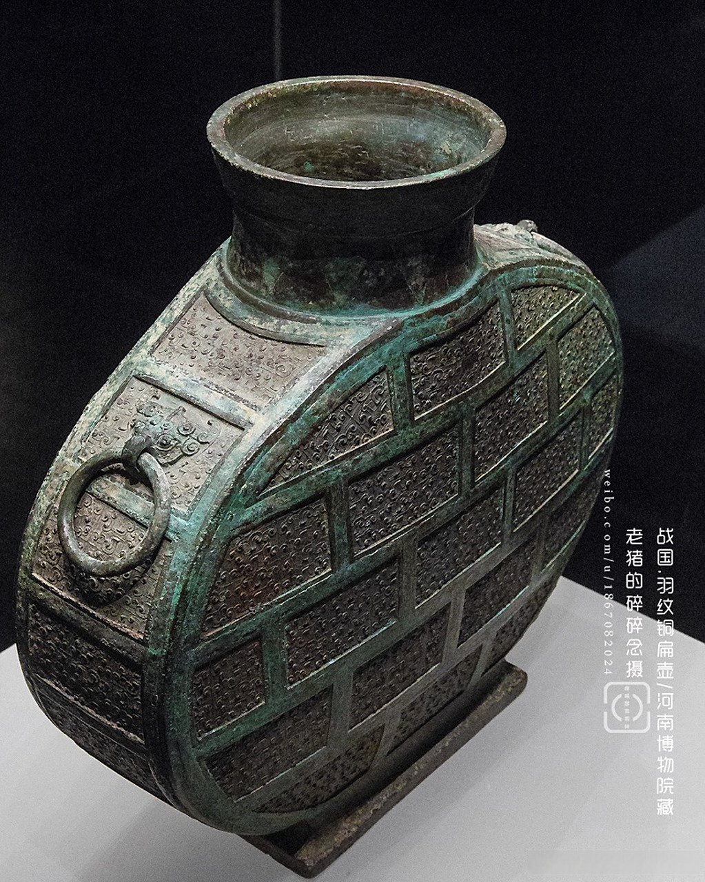 河南三门峡上村岭出土的这件羽纹扁壶,其造型独特,与商周之风格不同