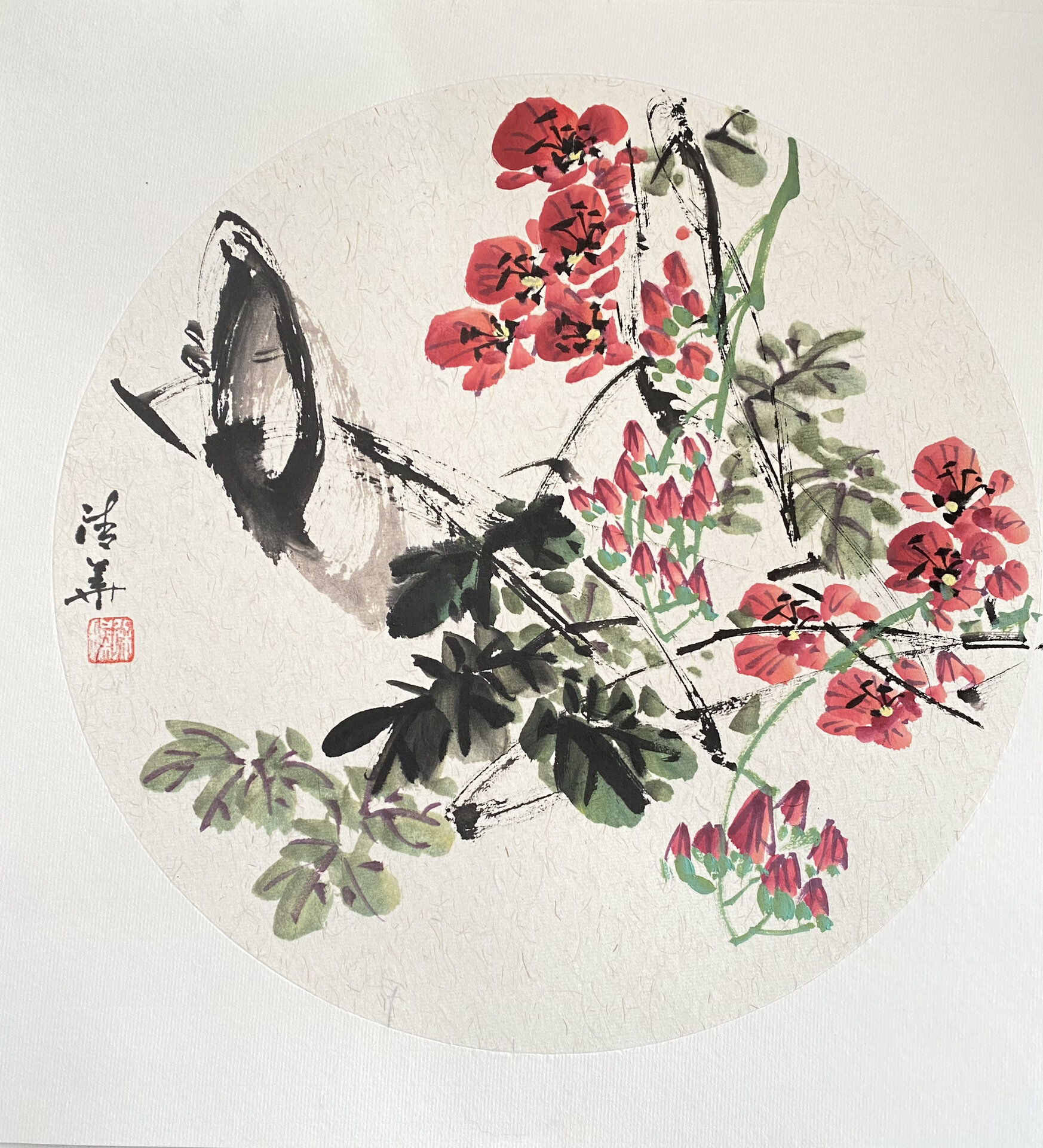 清华国画作品(4)凌霄花