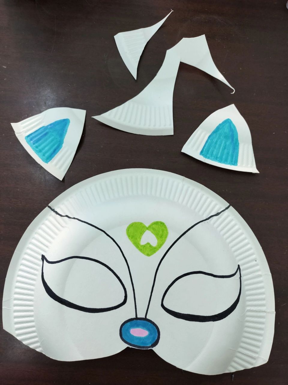 创意手工《纸盘面具》 晚上手工社团,现做一个, 交二年级小朋友,一个