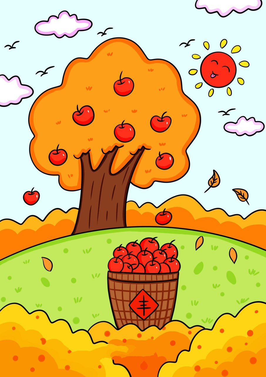 秋天苹果树卡通图片图片
