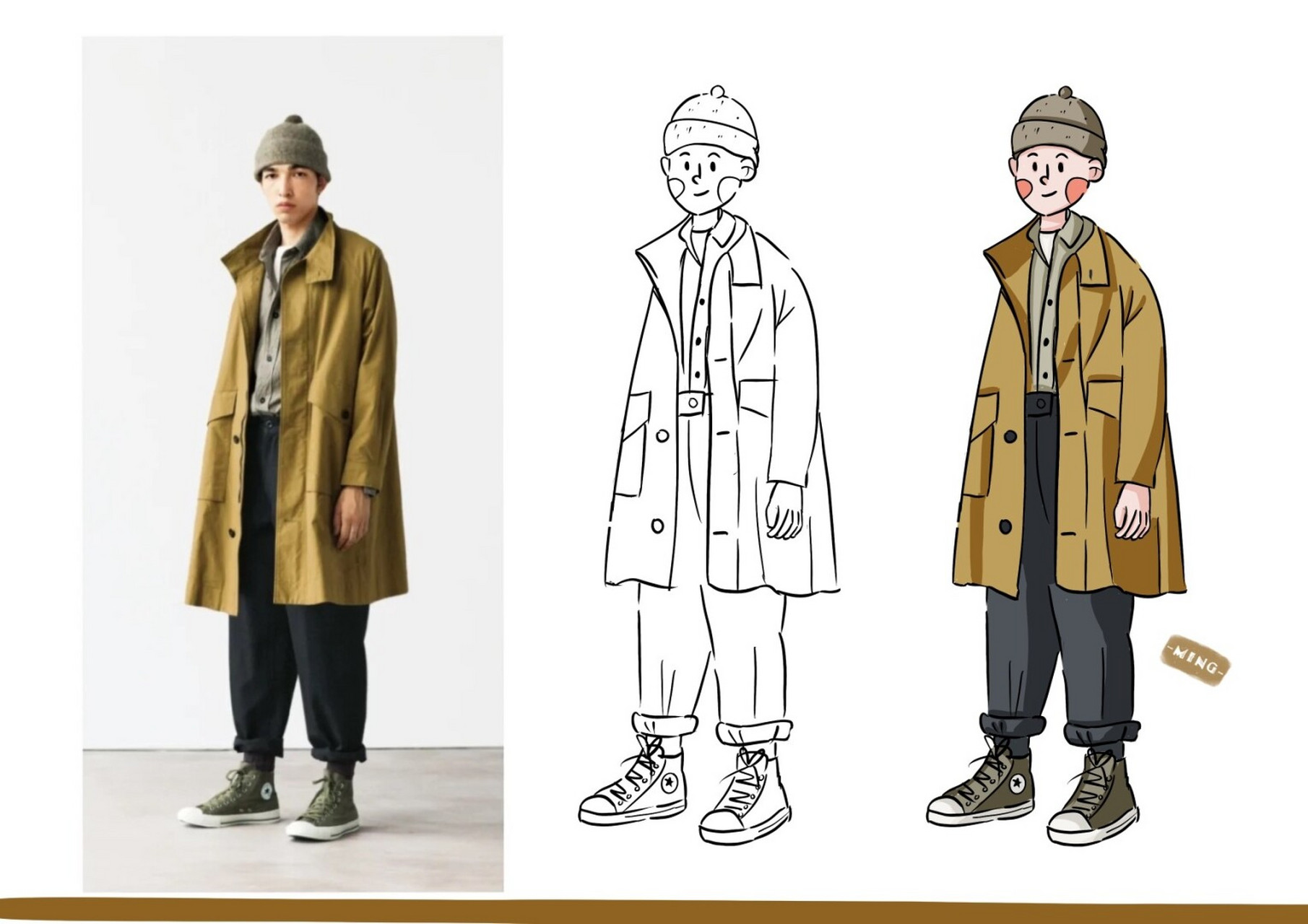 插画练习(42/100)照片转插画 这个风格简单易画大气时尚,哈哈哈哈!