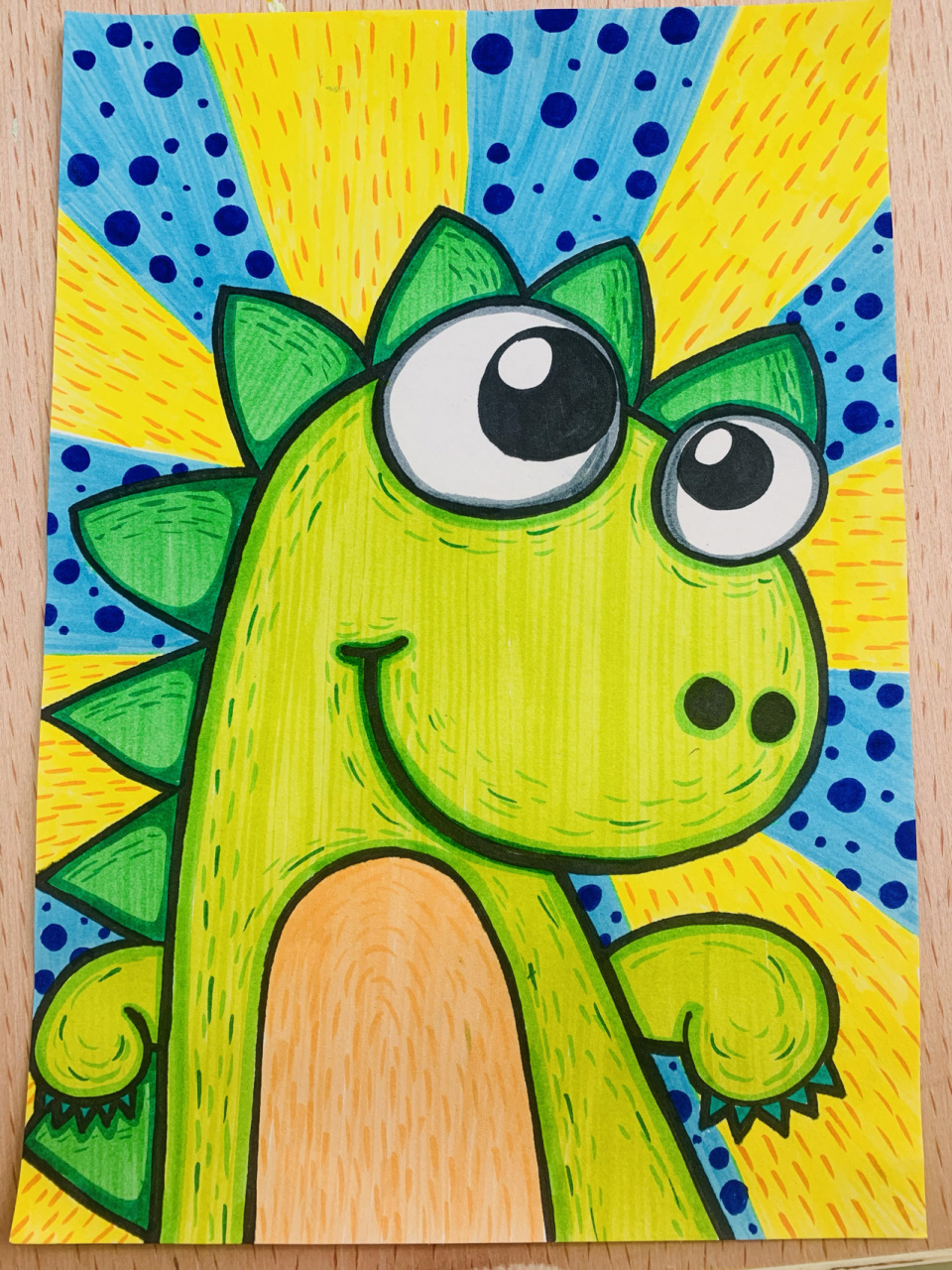 可爱的小恐龙造型儿童画 春天来了,对绿色莫名得有感觉,绿色的小恐龙