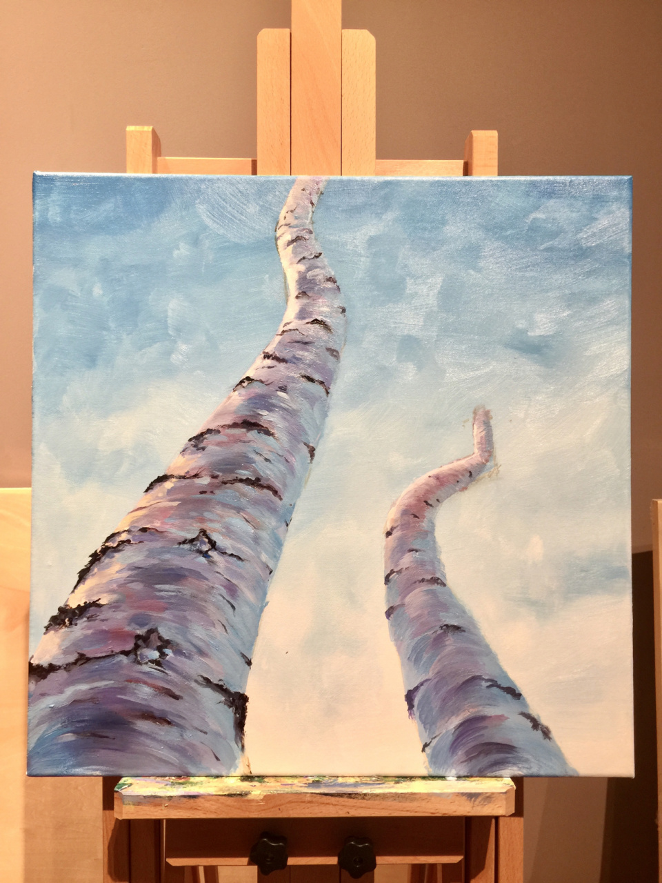 白杨树 仰画白杨树送上～ 天空湛蓝,深邃而唯美 简单又出效果 喜欢请