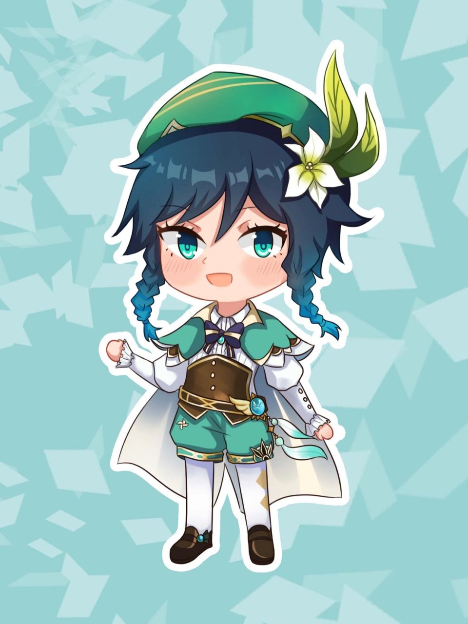 原神温迪q版绘画过程 今天的练习图是可爱的原神温迪