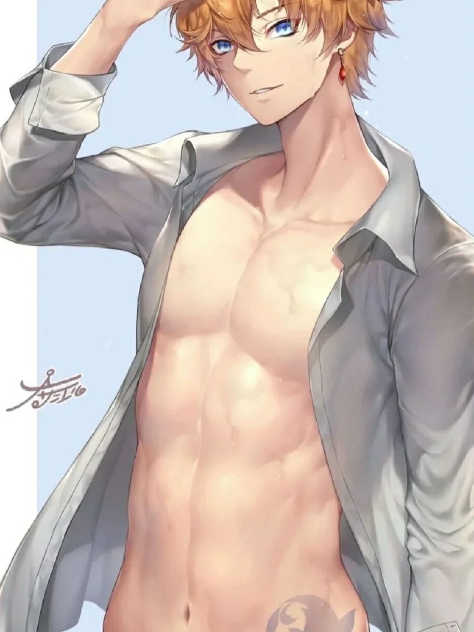 动漫帅哥腹肌图 动漫帅哥腹肌图,喜欢扣一,不喜欢扣二