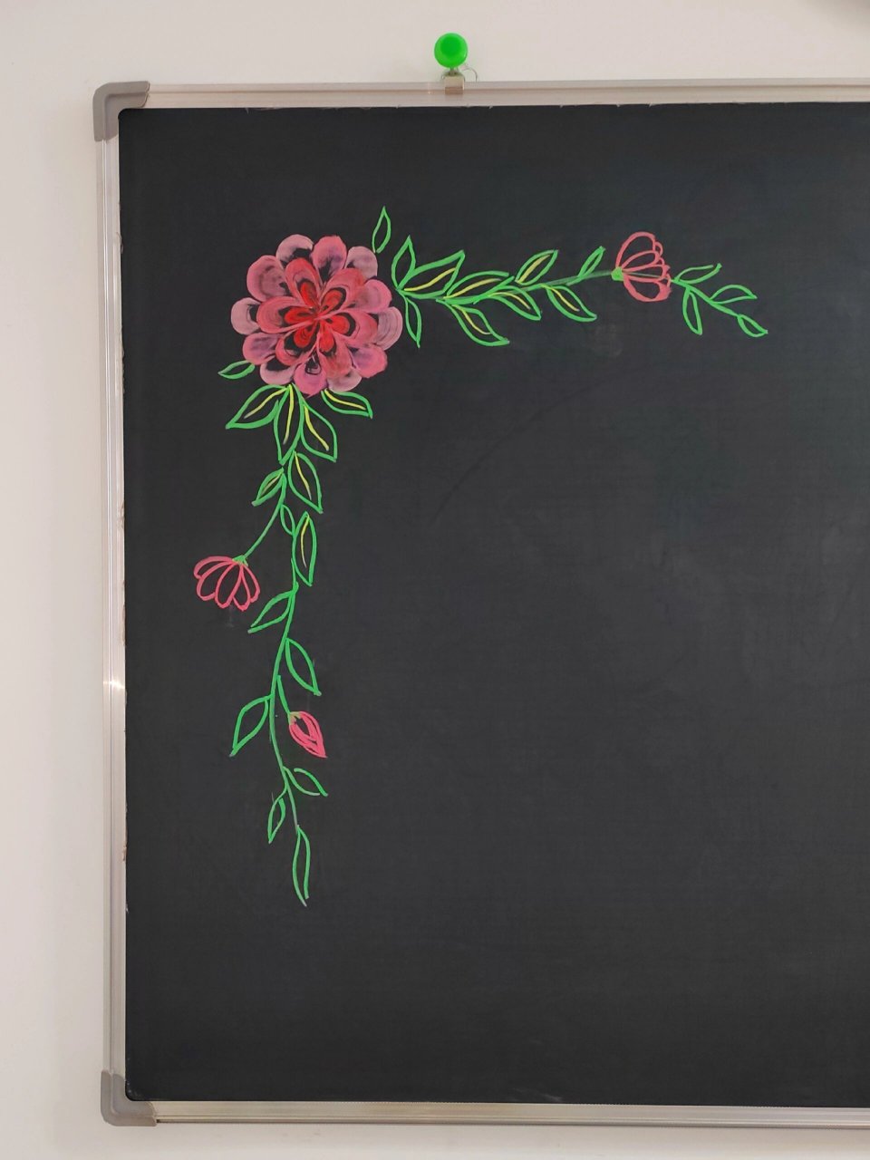 粉笔画|黑板报边角插图 黑板报粉笔画花卉边角插图