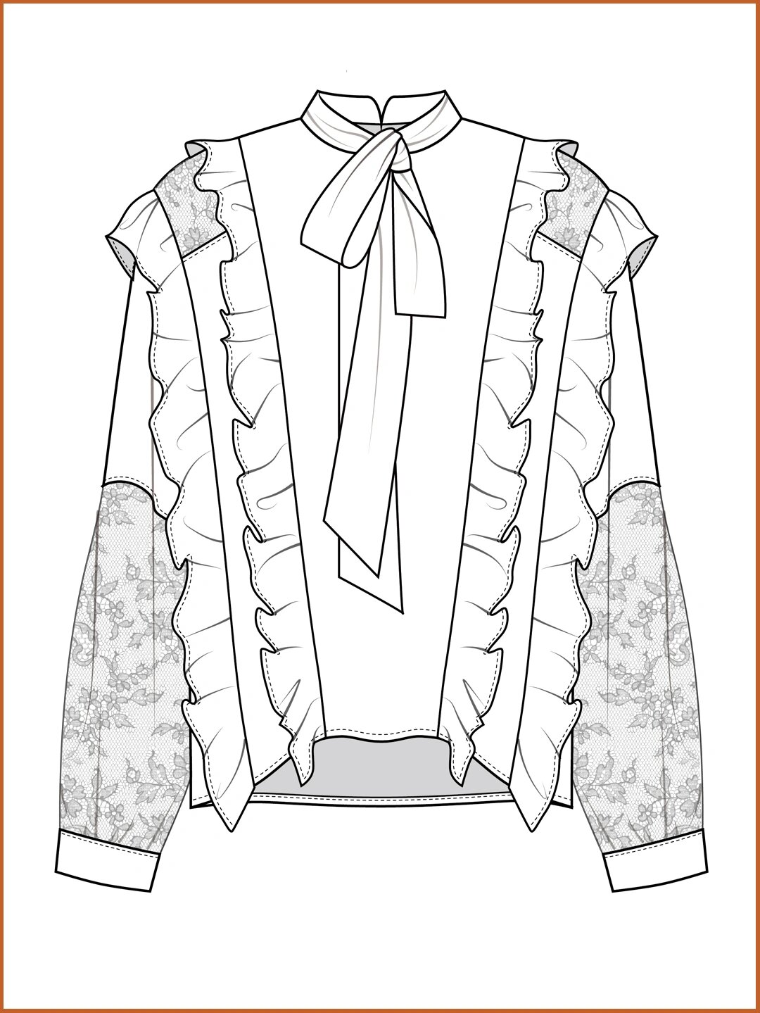 服装工艺细节|荷叶边 木耳边 抽褶 款式图78 服装设计里的工艺元素