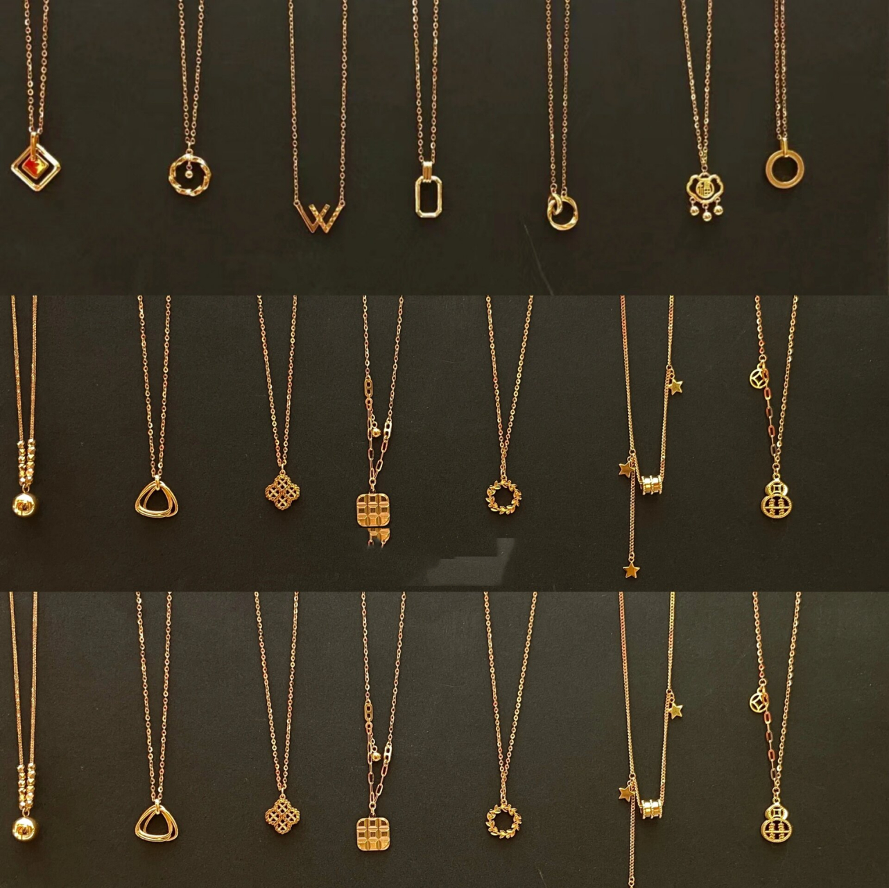 六福珠宝|爆款ins风18k玫瑰金套链合集7815 请大数据把波玫瑰金