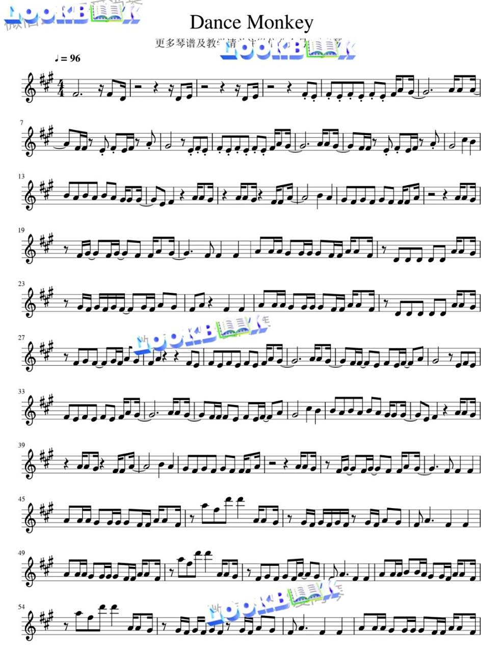 高清小提琴谱"dance monkey" 带伴奏哦