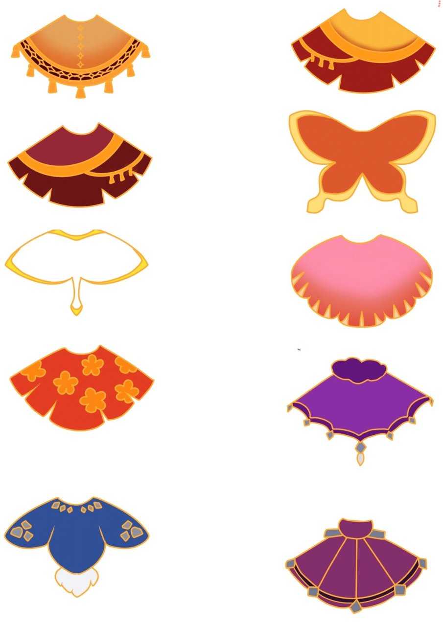 光遇斗篷掐丝稿1 前面3张是斗篷线稿,后面4张是斗篷颜色的参考,不清楚