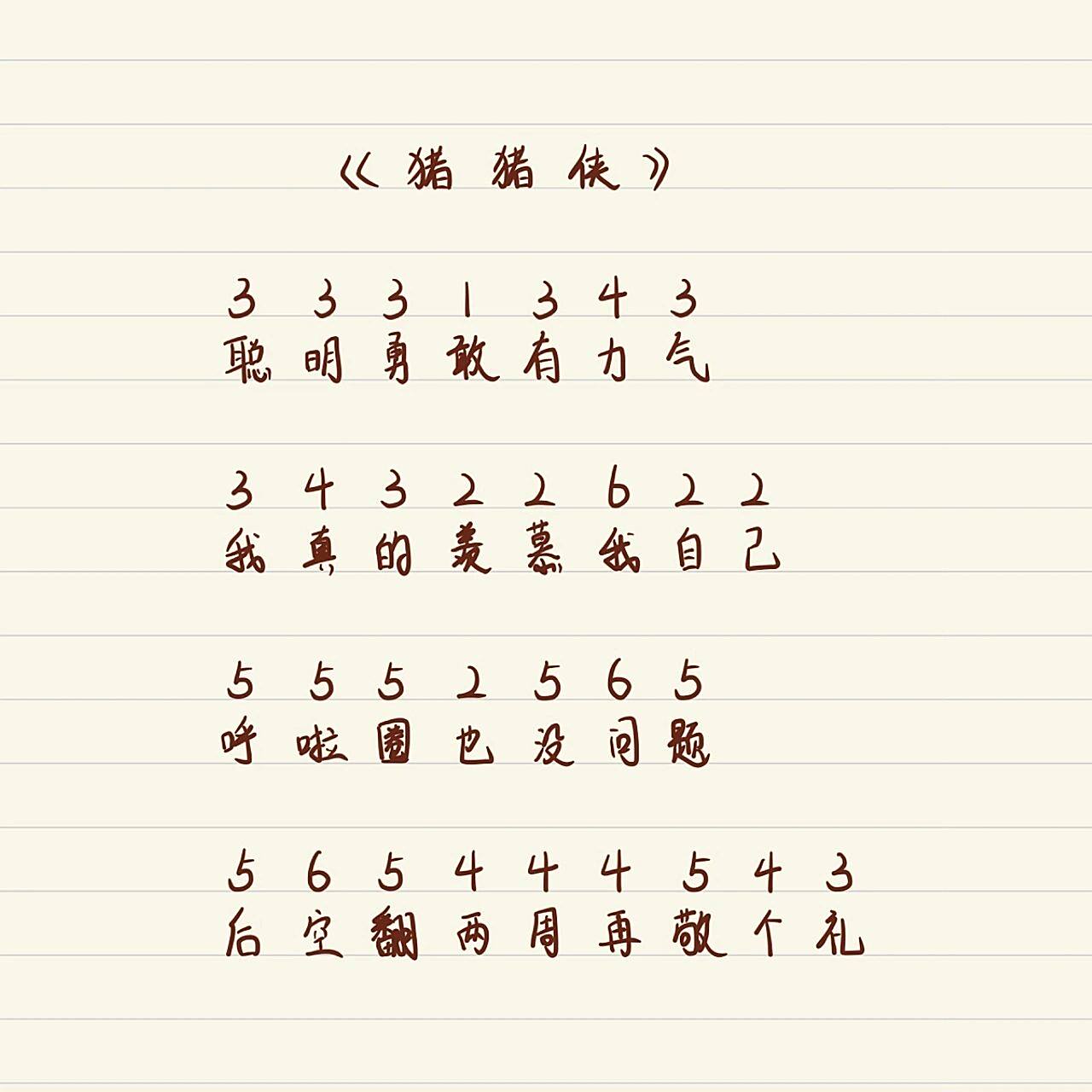 《猪猪侠》钢琴拇指琴简谱99