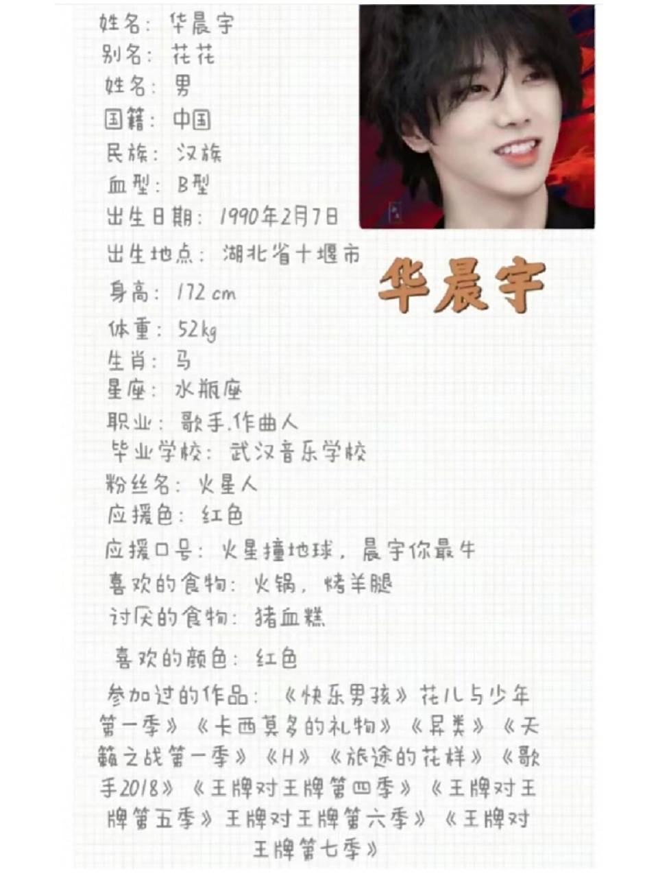 华晨宇的简历来了!