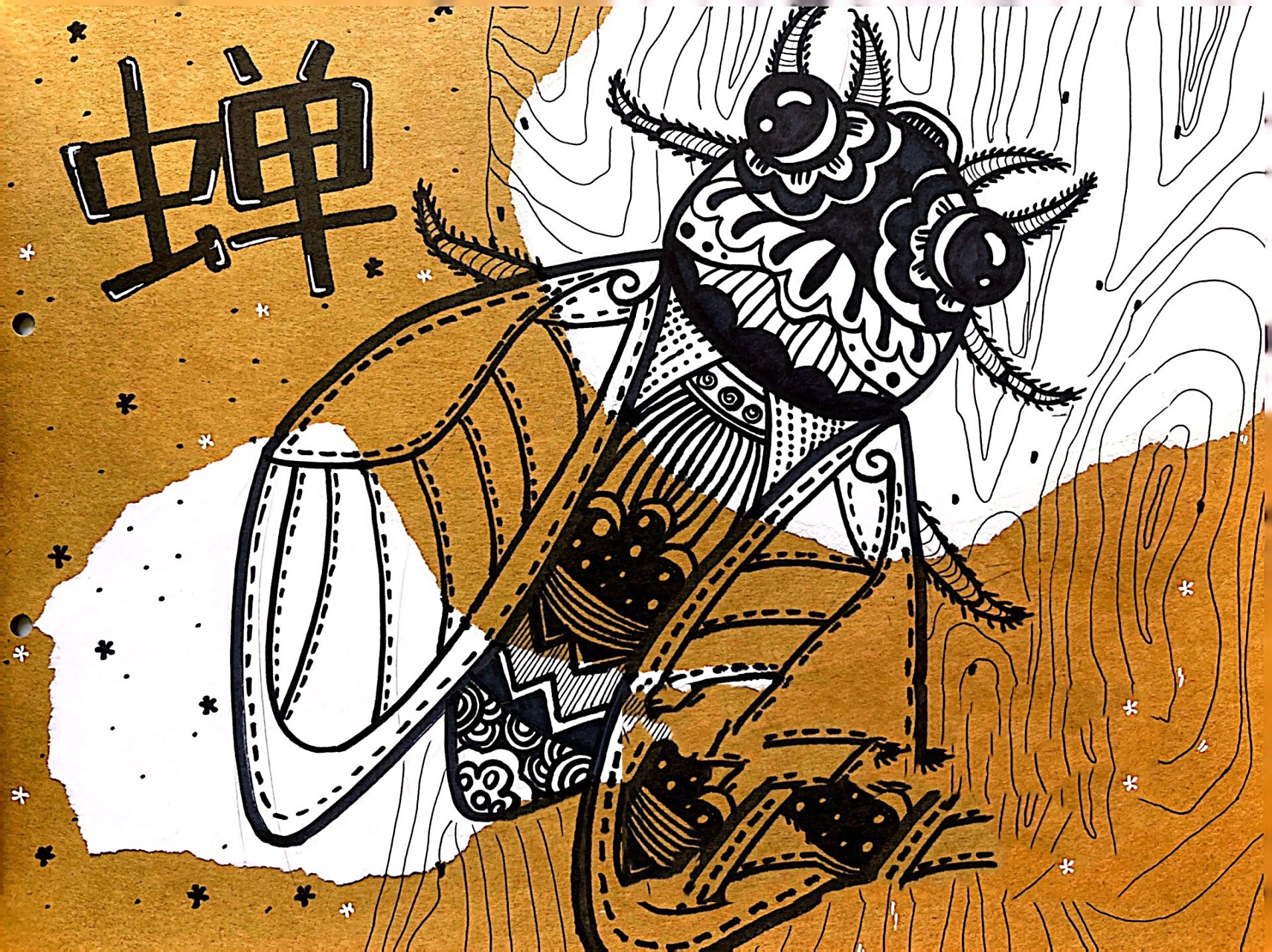 《昆虫记》2/2 蝗虫-中华拉布甲-天牛-蚂蚁-蝉-蛾 动物类线描练习