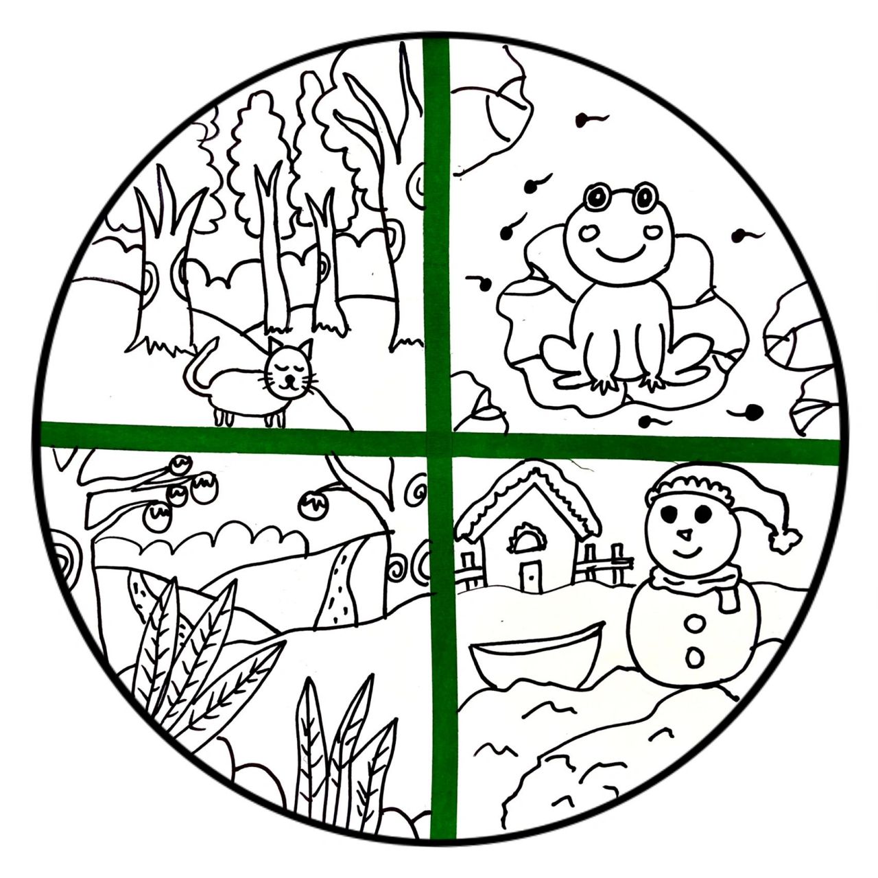 我们眼中的四季  创意儿童画春夏秋冬 年龄:5,6周岁 时长:1个半小时