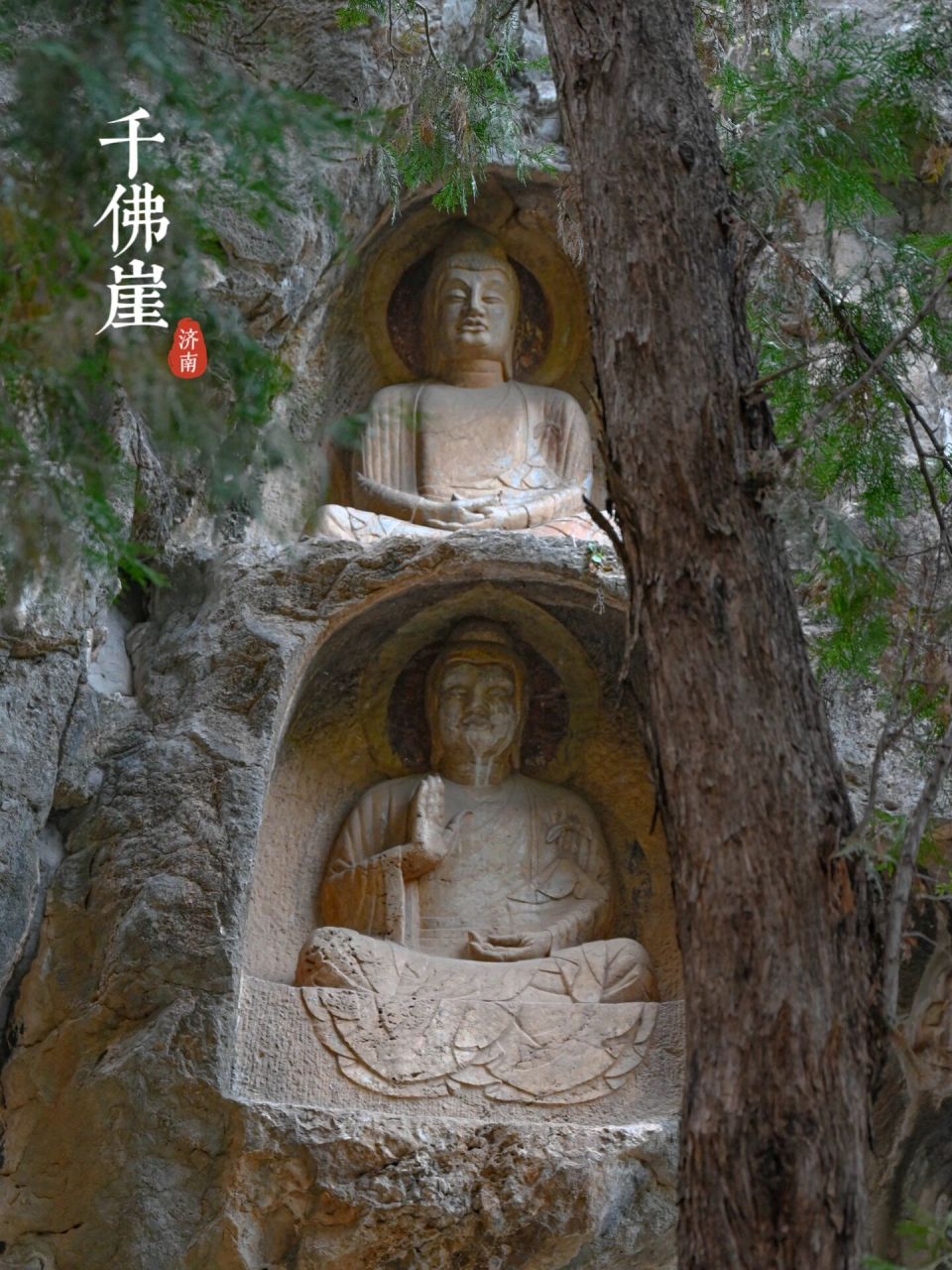 千佛山虽然也有些石窟造像,但却算不上国保的资质,反倒是市郊的千佛崖